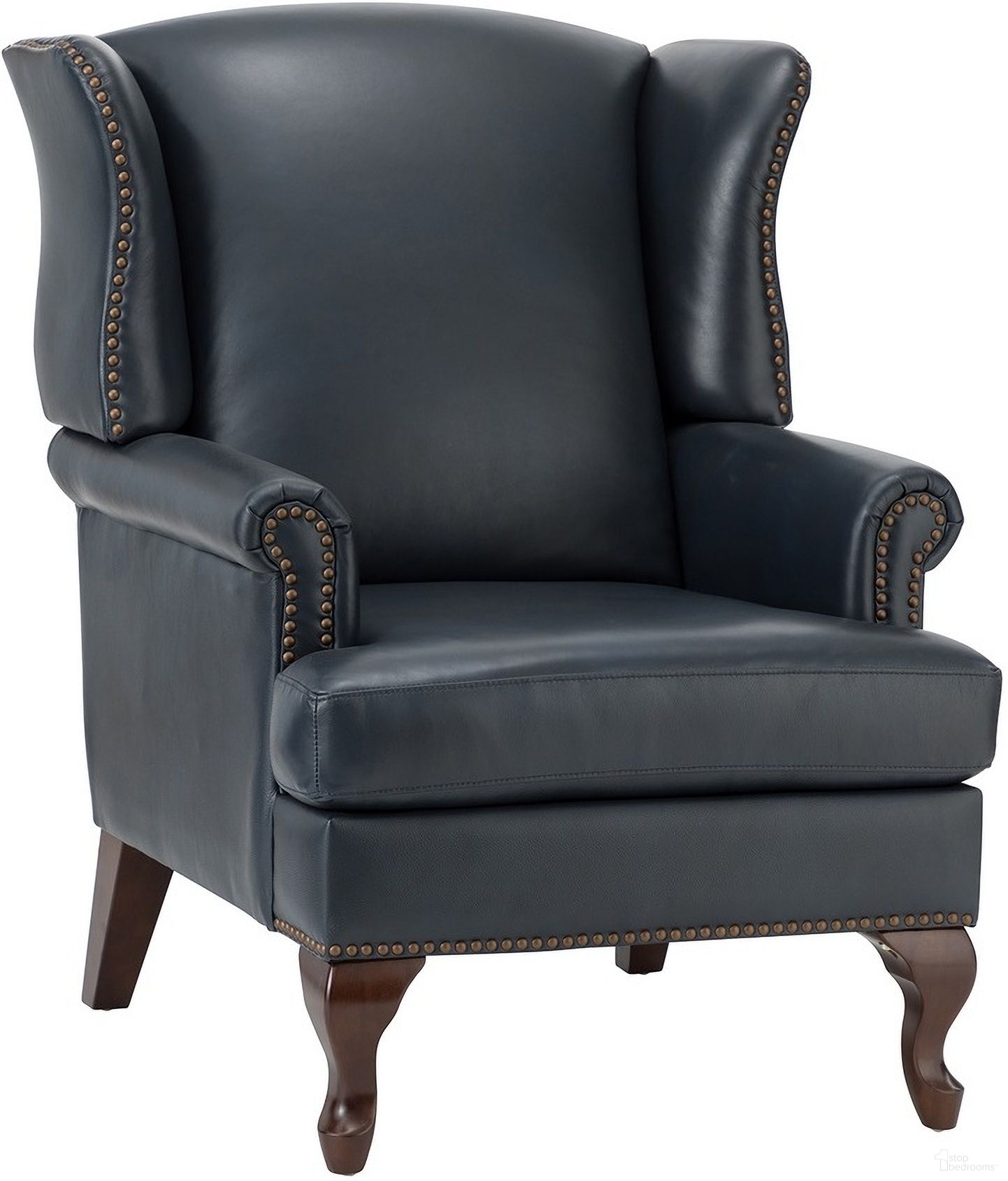 Baptist Genuine Leather Armchair In Navy