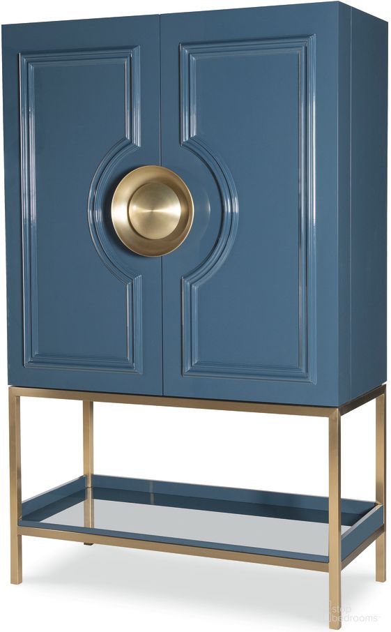 The appearance of Bar Cabinet In Blue designed by Century Furniture in the modern / contemporary interior design. This blue piece of furniture  was selected by 1StopBedrooms from Cadence Collection to add a touch of cosiness and style into your home. Sku: CAB-462. Material: Stone.