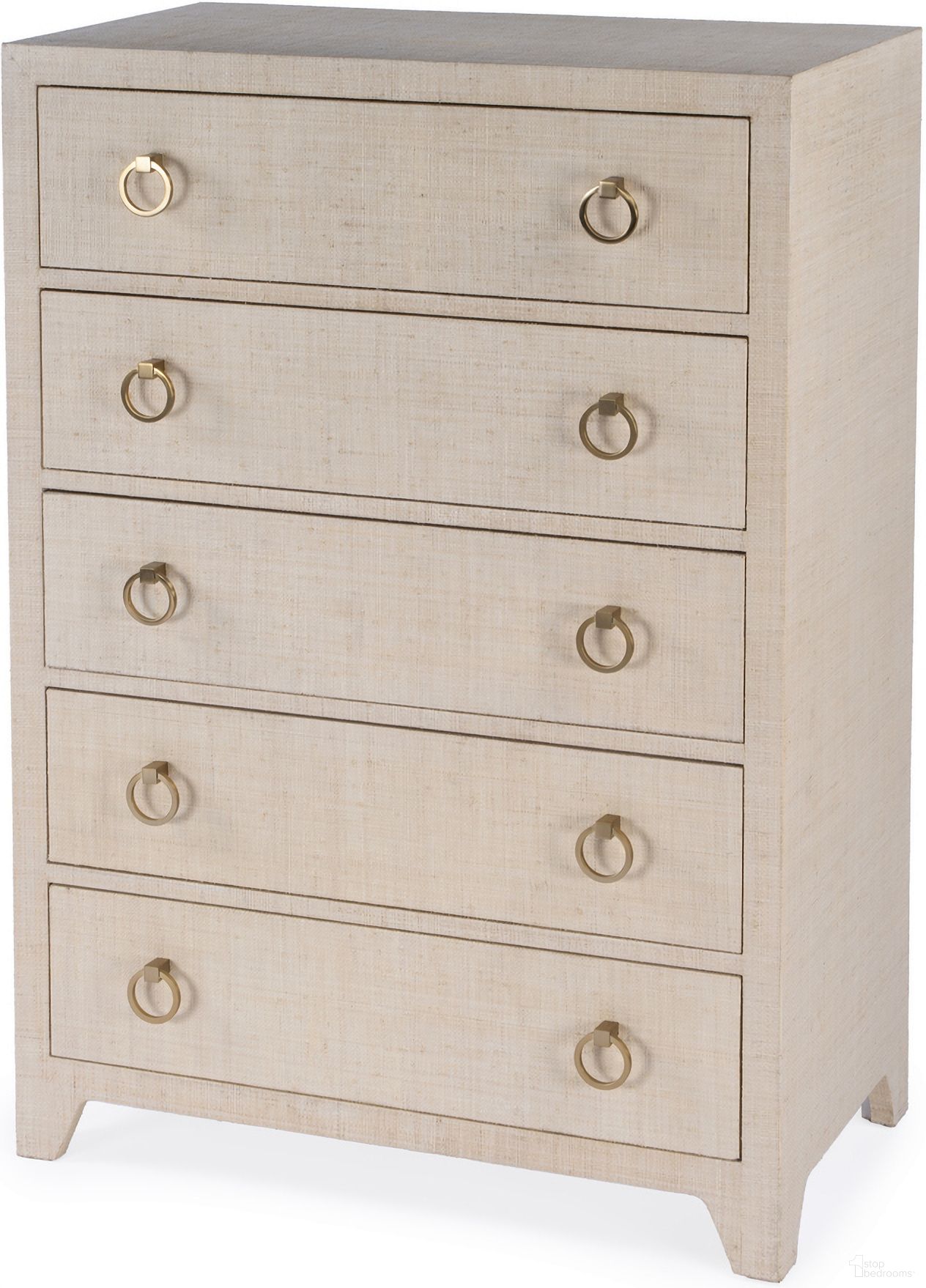 The appearance of Bar Harbor 5 Drawer Raffia Dresser In Natural designed by Butler Specialty Company in the traditional interior design. This natural piece of furniture was selected by 1StopBedrooms from Bar Harbor Collection to add a touch of cosiness and style into your home. Sku: 5707362. Material: Wood.