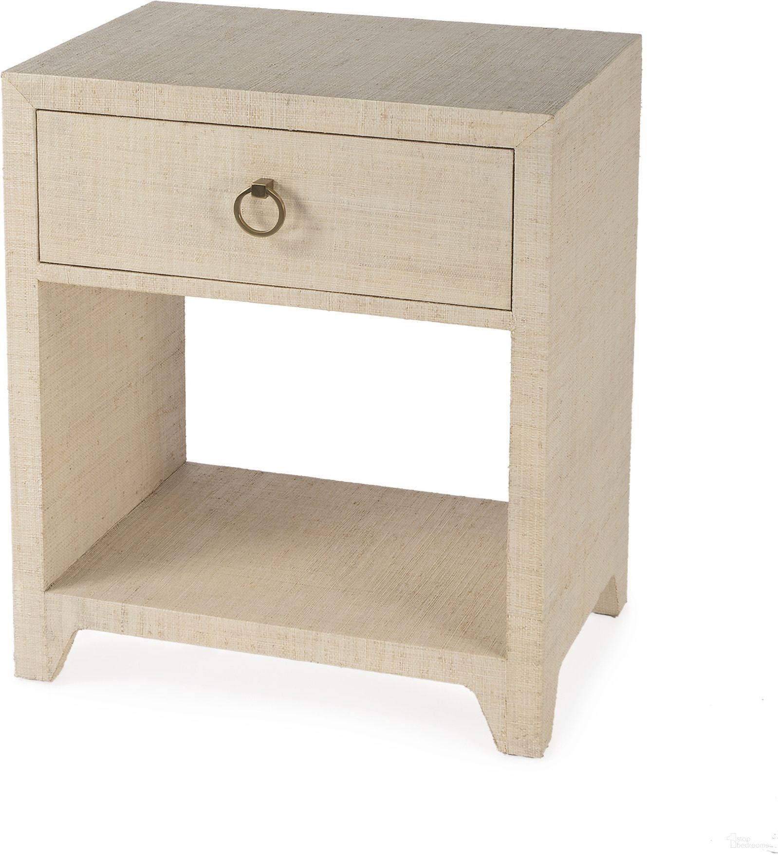 The appearance of Bar Harbor Raffia 1 Drawer Nightstand In Natural designed by Butler Specialty Company in the traditional interior design. This natural piece of furniture was selected by 1StopBedrooms from Bar Harbor Collection to add a touch of cosiness and style into your home. Sku: 5669362. Material: Wood.