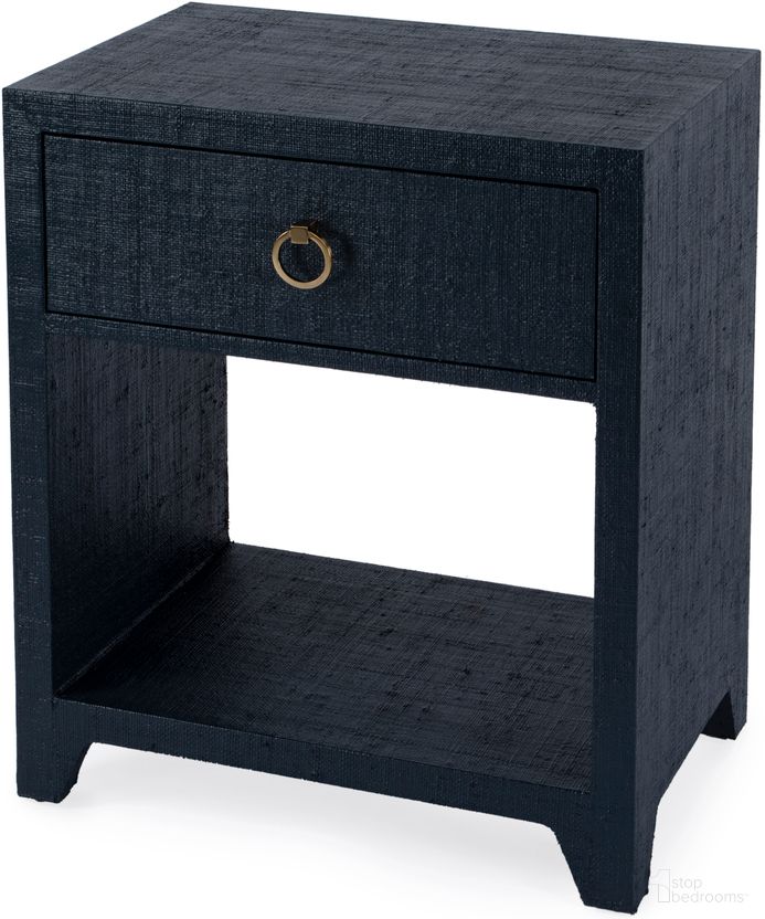 The appearance of Bar Harbor Raffia 1 Drawer Nightstand In Navy Blue designed by Butler Specialty Company in the traditional interior design. This navy blue piece of furniture  was selected by 1StopBedrooms from Bar Harbor Collection to add a touch of cosiness and style into your home. Sku: 5669410. Material: Wood.