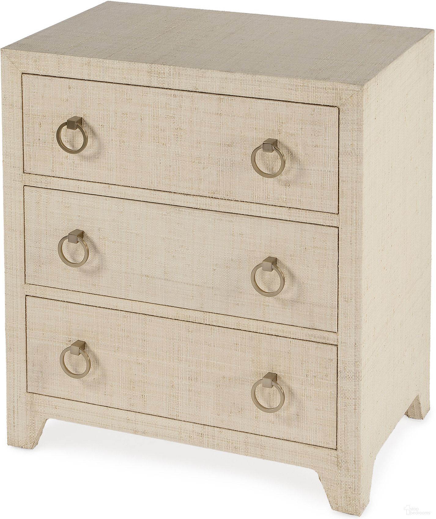 The appearance of Bar Harbor Raffia 3 Drawer Nightstand In Natural designed by Butler Specialty Company in the traditional interior design. This natural piece of furniture was selected by 1StopBedrooms from Bar Harbor Collection to add a touch of cosiness and style into your home. Sku: 5667362. Material: Wood.