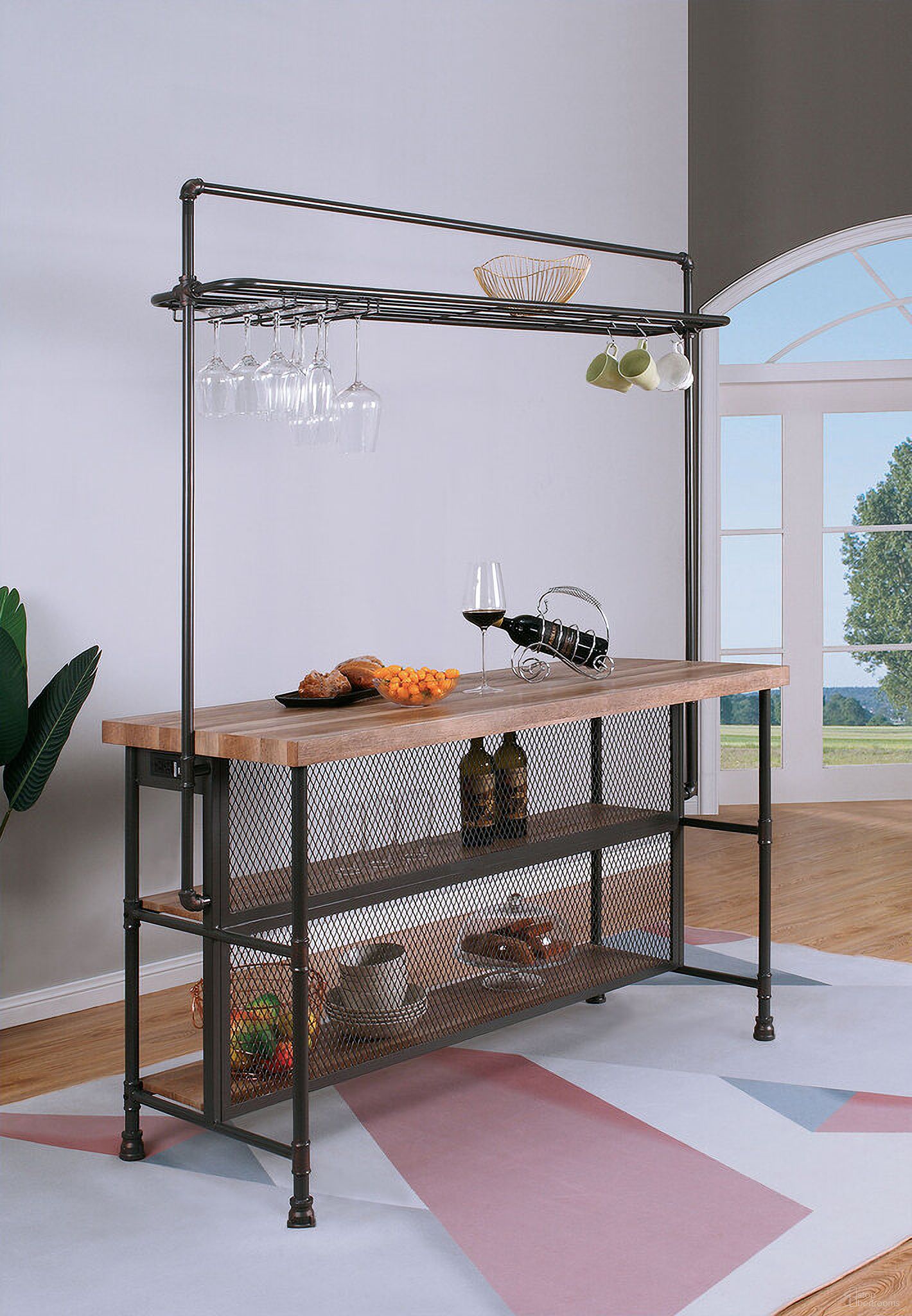 The appearance of Bar Table In Sand Black and Natural designed by Furniture of America in the industrial interior design. This black and natural piece of furniture was selected by 1StopBedrooms from to add a touch of cosiness and style into your home. Sku: CM-AC399. Material: Metal.