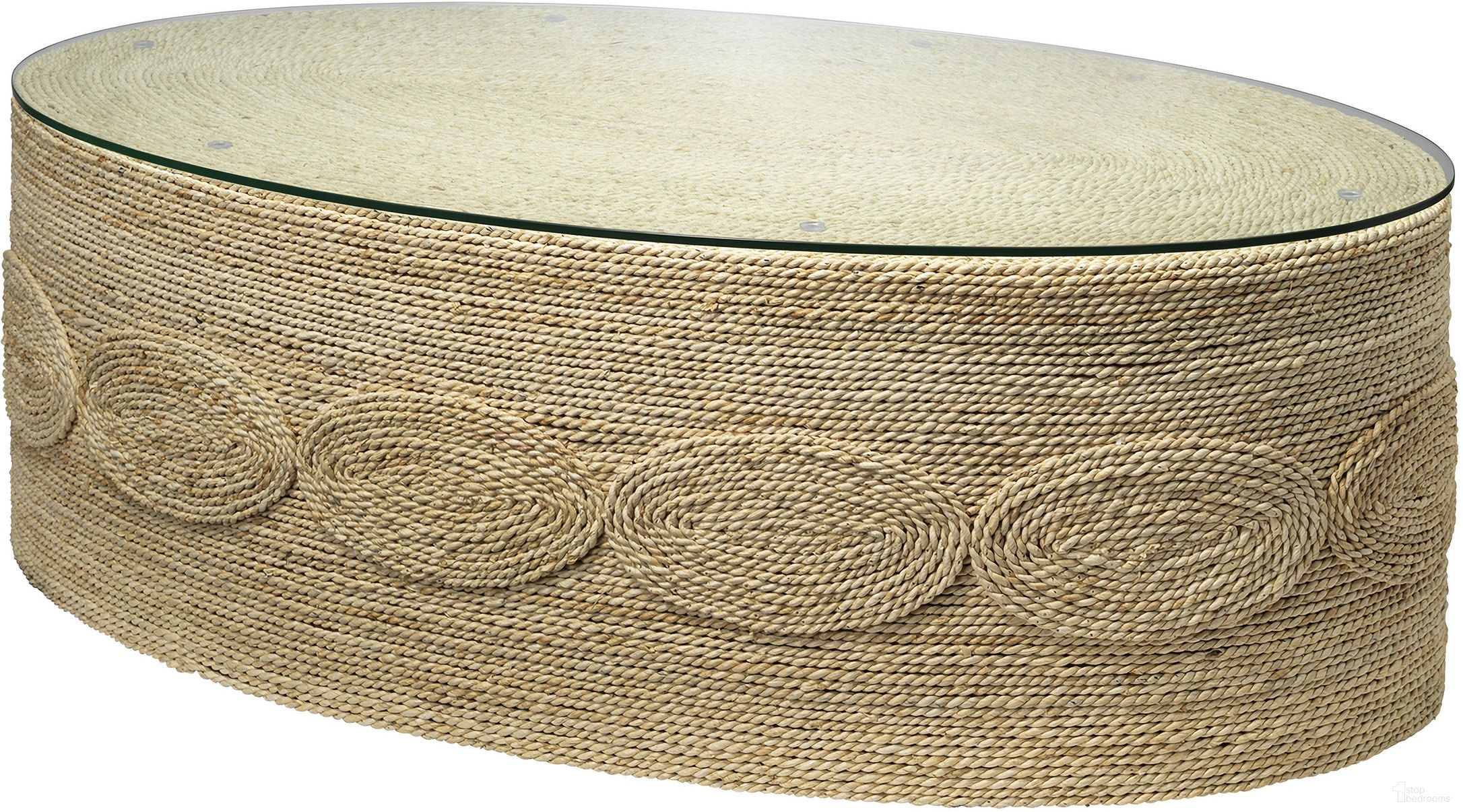 The appearance of Barbados Oval Coffee Table designed by Jamie Young Company in the coastal interior design. This off white piece of furniture  was selected by 1StopBedrooms from Barbados Collection to add a touch of cosiness and style into your home. Sku: 20BARB-CTOW. Material: Glass.