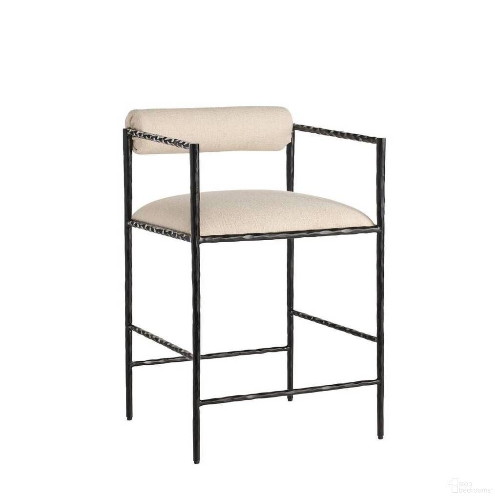 The appearance of Barbana Counter Stool In Oxford White designed by Arteriors in the industrial interior design. This oxford white piece of furniture  was selected by 1StopBedrooms from Barbana Collection to add a touch of cosiness and style into your home. Sku: FSI19. Material: Fabric.