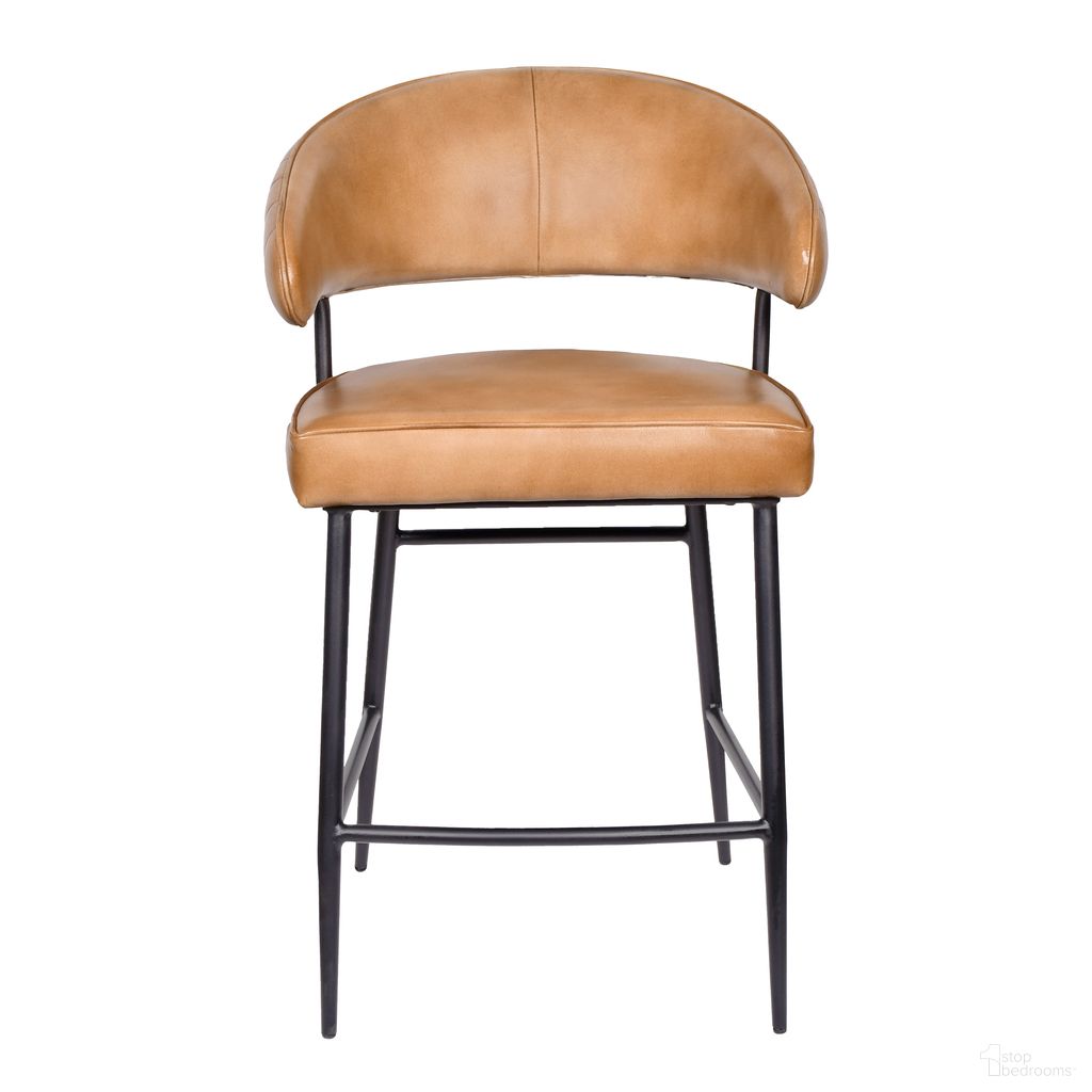 The appearance of Barbara Genuine Leather Counter Chair In Caramel designed by Moti in the transitional interior design. This caramel piece of furniture  was selected by 1StopBedrooms from Barbara Collection to add a touch of cosiness and style into your home. Sku: 94011067. Material: Leather.