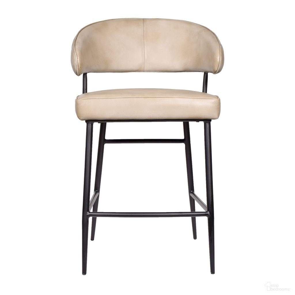 The appearance of Barbara Genuine Leather Counter Chair In Stone designed by Moti in the transitional interior design. This stone piece of furniture  was selected by 1StopBedrooms from Barbara Collection to add a touch of cosiness and style into your home. Sku: 94011068. Material: Leather.