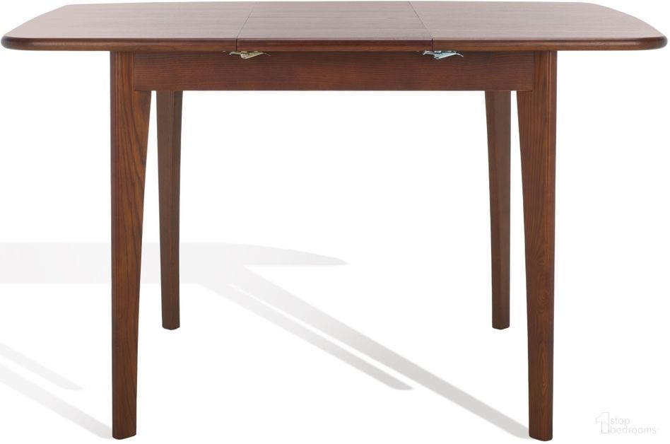 The appearance of Barbossa Extendable Dining Table In Walnut designed by Safavieh Couture in the transitional interior design. This walnut piece of furniture  was selected by 1StopBedrooms from Barbossa Collection to add a touch of cosiness and style into your home. Sku: SFV4206B. Table Base Style: Legs. Material: Wood. Table Top Shape: Rectangular. Size: 50" x 50".