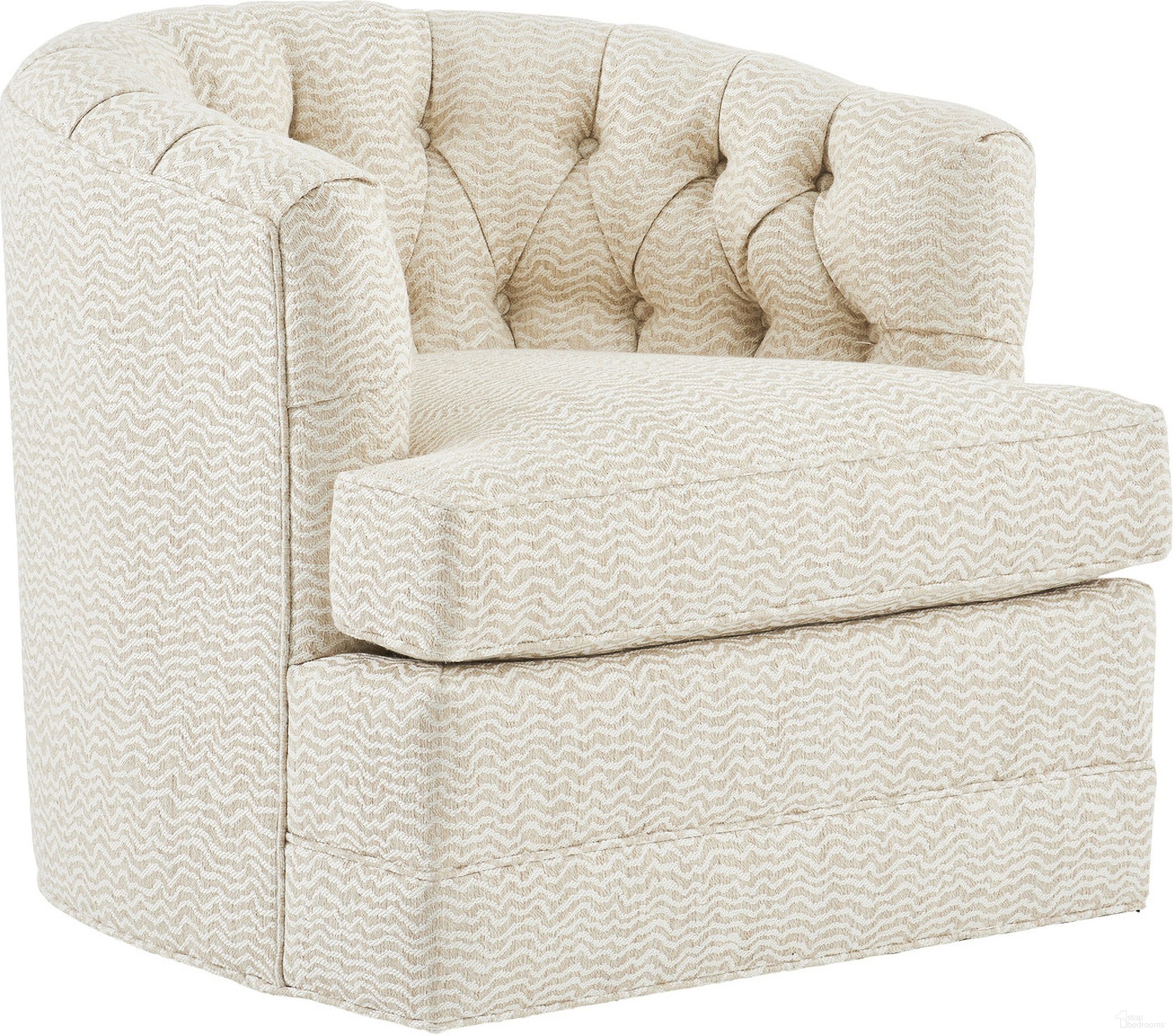 The appearance of Barclay Butera Upholstery Cliffhaven Swivel Chair designed by Barclay Butera in the transitional interior design. This beige/tan piece of furniture was selected by 1StopBedrooms from Barclay Butera Upholstery Collection to add a touch of cosiness and style into your home. Sku: 5410-11SW-41. Material: Wood.