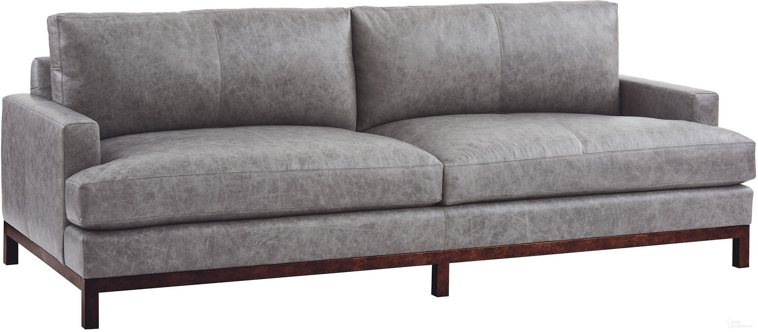The appearance of Barclay Butera Upholstery Horizon Leather Sofa In Bronze designed by Barclay Butera in the transitional interior design. This gray piece of furniture was selected by 1StopBedrooms from Barclay Butera Upholstery Collection to add a touch of cosiness and style into your home. Sku: LL5178-33BR-40. Material: Wood.