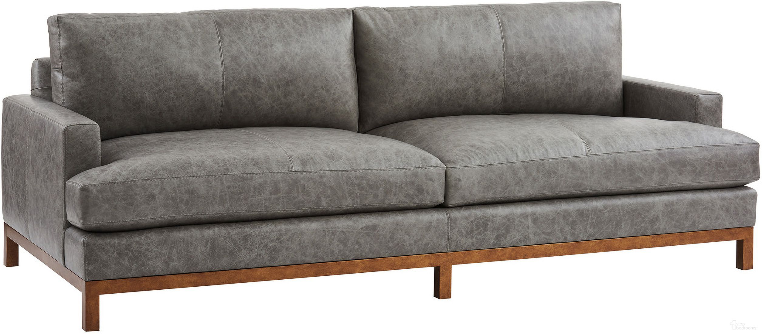 The appearance of Barclay Butera Upholstery Horizon Leather Sofa In Calias Brass designed by Barclay Butera in the transitional interior design. This charcoal gray piece of furniture  was selected by 1StopBedrooms from Barclay Butera Upholstery Collection to add a touch of cosiness and style into your home. Sku: LL5178-33CB-40. Material: Wood.