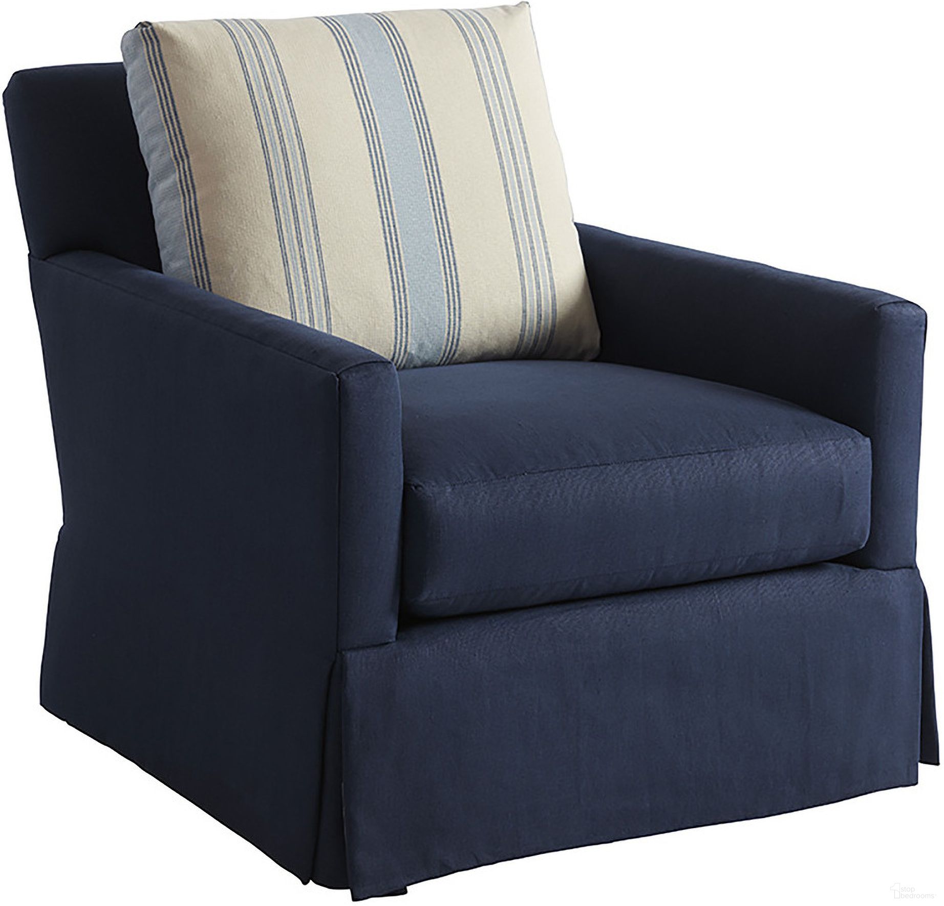 The appearance of Barclay Butera Upholstery Harlow Swivel Chair designed by Barclay Butera in the transitional interior design. This blue/aqua piece of furniture  was selected by 1StopBedrooms from Barclay Butera Upholstery Collection to add a touch of cosiness and style into your home. Sku: 5418-11SW-40. Material: Wood.