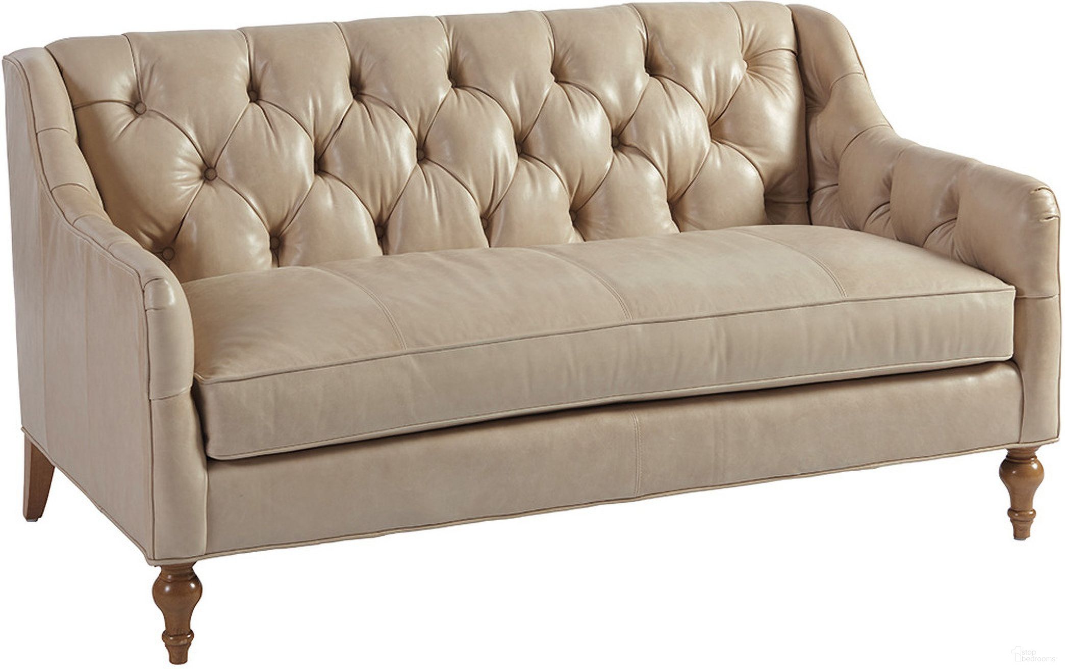 The appearance of Barclay Butera Upholstery Hyland Park Leather Settee designed by Barclay Butera in the transitional interior design. This beige/tan piece of furniture was selected by 1StopBedrooms from Barclay Butera Upholstery Collection to add a touch of cosiness and style into your home. Sku: LL5412-23-40. Material: Leather.