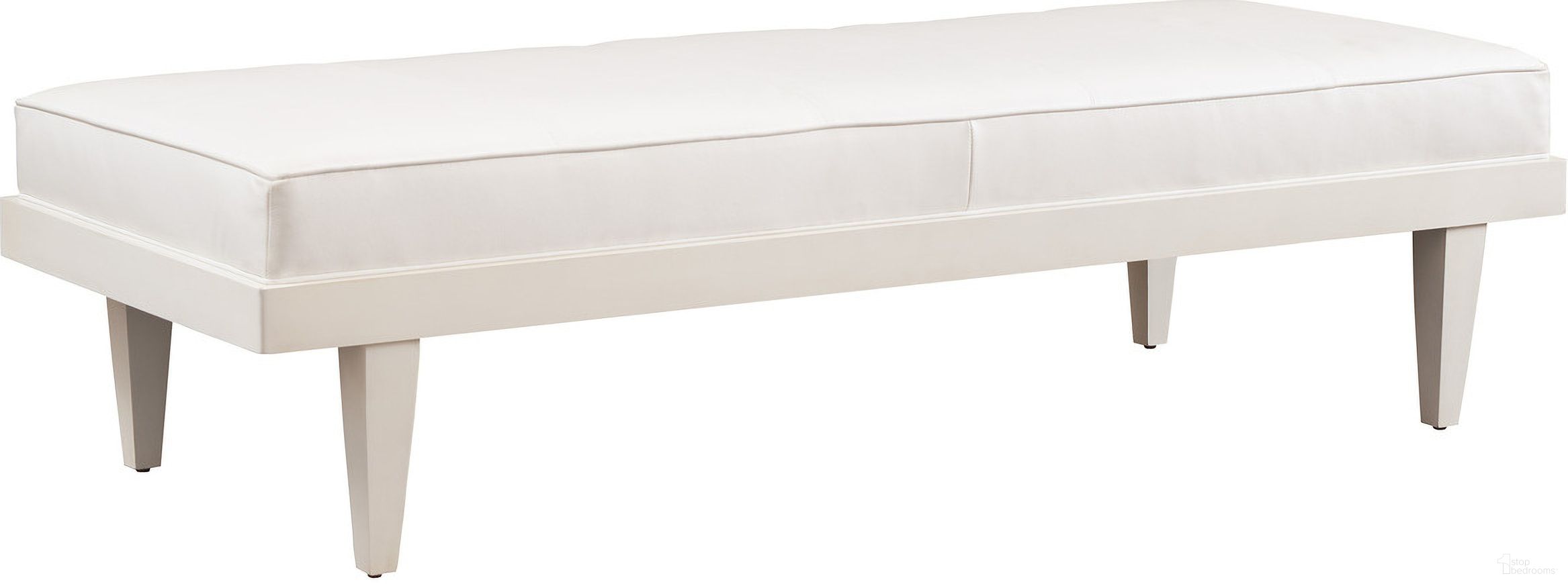 The appearance of Barclay Butera Upholstery Lagunita Leather Bench 01-5466-46-LL-41 designed by Barclay Butera in the transitional interior design. This ivory and white piece of furniture  was selected by 1StopBedrooms from Barclay Butera Upholstery Collection to add a touch of cosiness and style into your home. Sku: LL5466-46-41. Material: Leather.