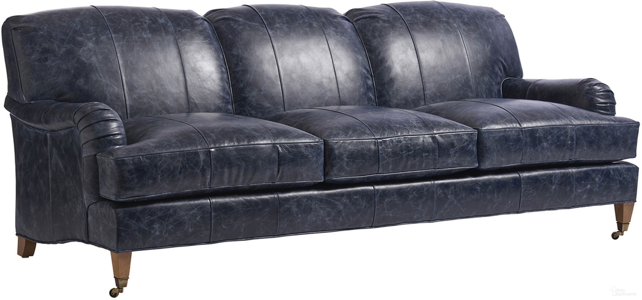 The appearance of Barclay Butera Upholstery Sydney Leather Sofa With Brass Caster designed by Barclay Butera in the transitional interior design. This brass piece of furniture was selected by 1StopBedrooms from Barclay Butera Upholstery Collection to add a touch of cosiness and style into your home. Sku: LL5110-33B-40. Material: Leather.