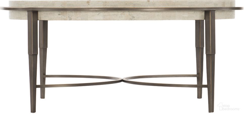 The appearance of Barclay Cocktail Table designed by Bernhardt in the modern / contemporary interior design. This white travertine stone/antique pewter piece of furniture  was selected by 1StopBedrooms from Barclay Collection to add a touch of cosiness and style into your home. Sku: 512015. Material: Steel.