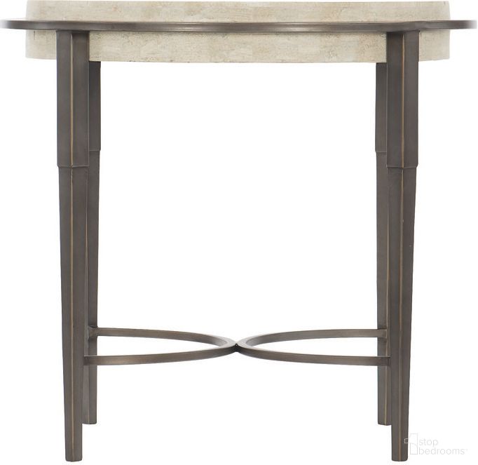 The appearance of Barclay Side Table designed by Bernhardt in the modern / contemporary interior design. This white travertine stone/antique pewter piece of furniture  was selected by 1StopBedrooms from Barclay Collection to add a touch of cosiness and style into your home. Sku: 512122. Material: Steel.