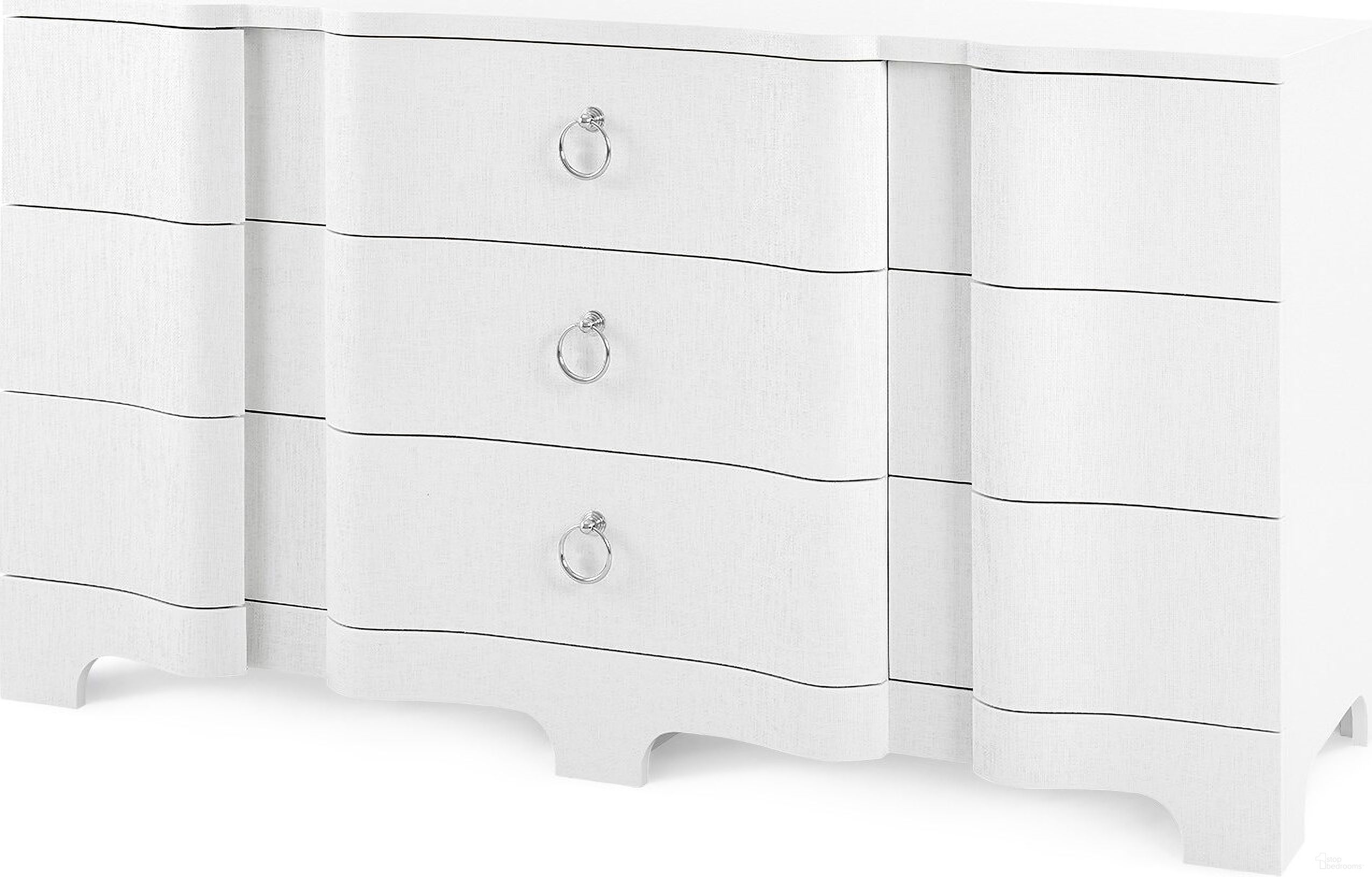 The appearance of Bardot Extra Large 9-Drawer In Chiffon White designed by Villa & House in the transitional interior design. This white piece of furniture was selected by 1StopBedrooms from Bardot Collection to add a touch of cosiness and style into your home. Sku: BDT-250-59.