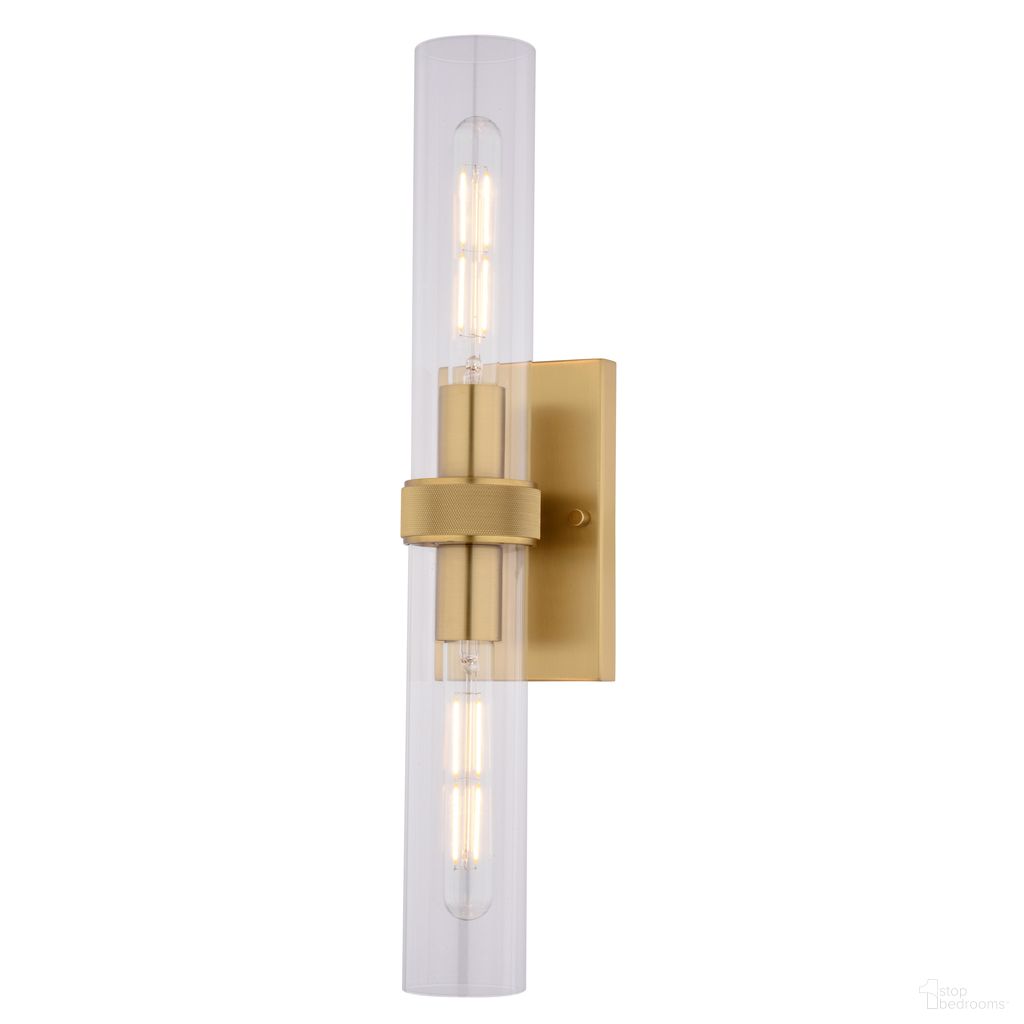 The appearance of Bari 21.5 Inch 2 Light Wall Light In Satin Brass designed by Vaxcel in the modern / contemporary interior design. This satin brass piece of furniture  was selected by 1StopBedrooms from Bari Collection to add a touch of cosiness and style into your home. Sku: W0548. Material: Steel.