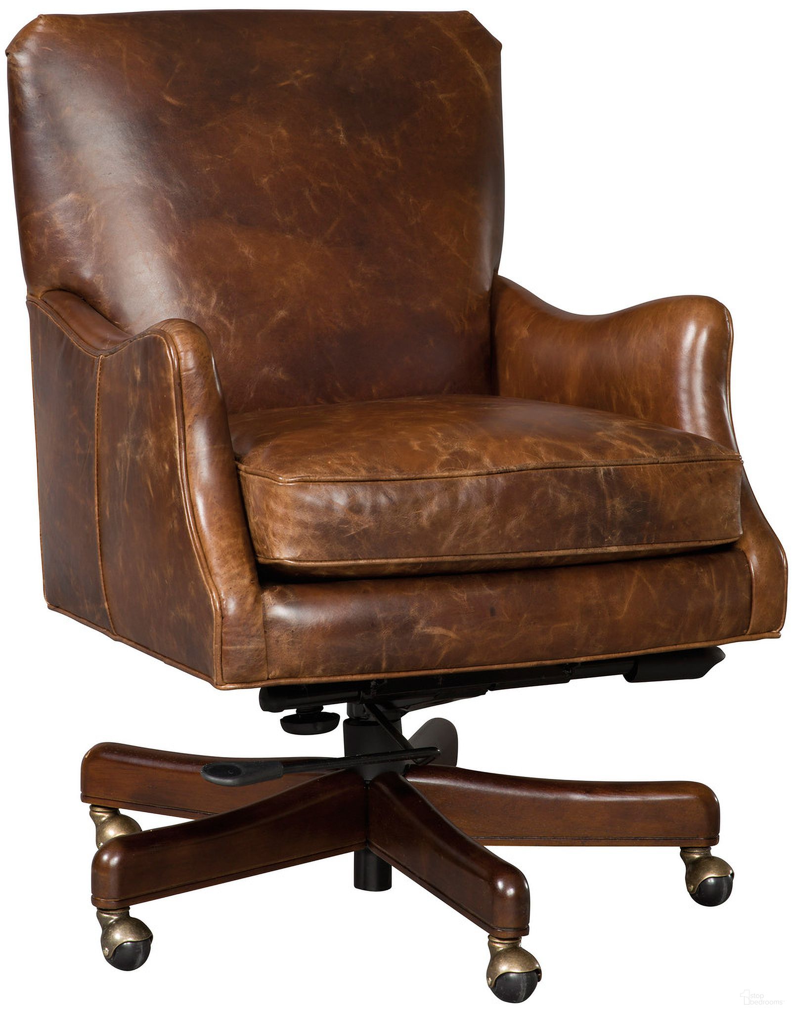 EC Barker Brown Leather Tilt Swivel Chair
