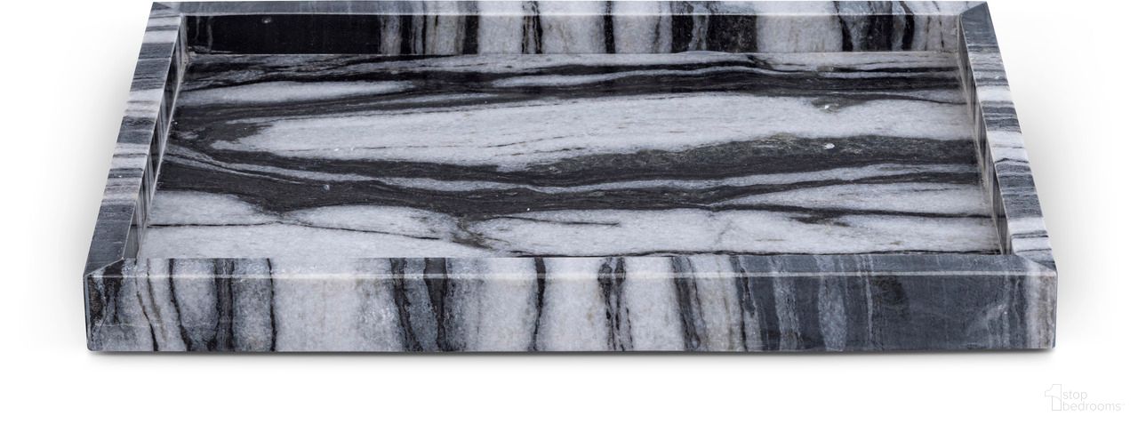 Barletta Rectangular Marble Tray In Panda