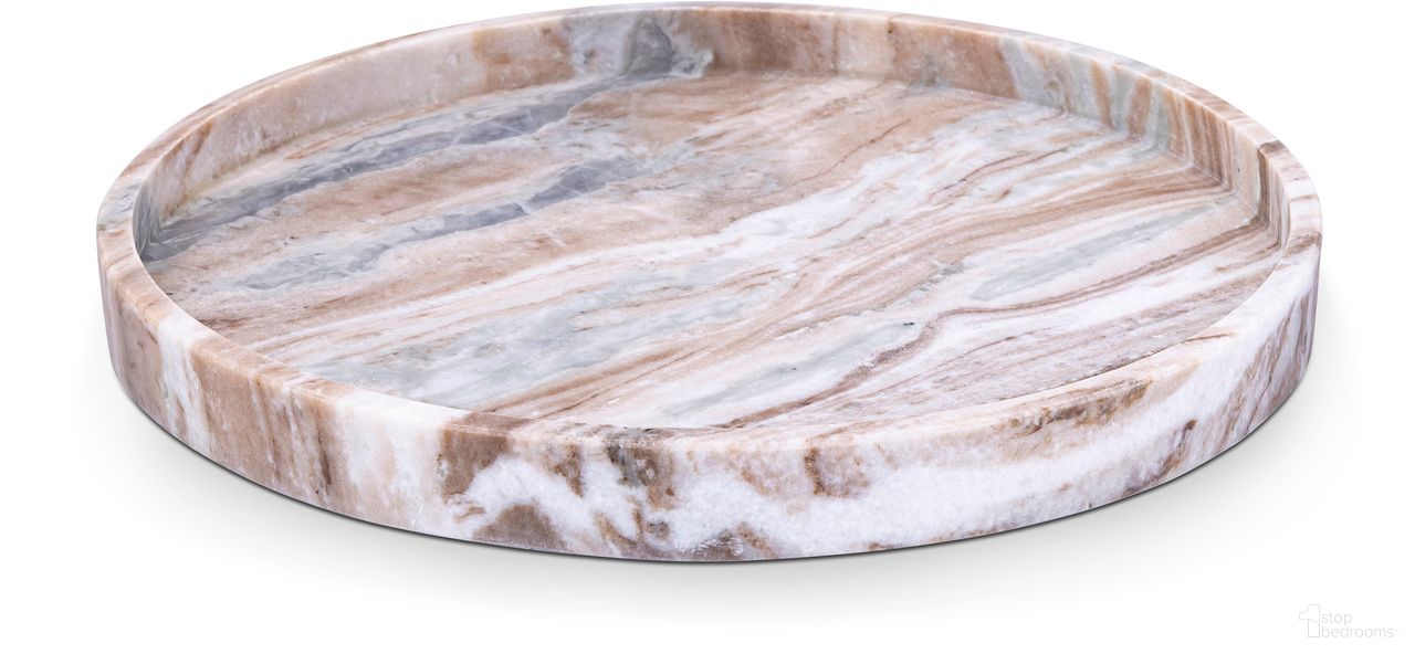 The appearance of Barletta Round Marble Tray In Brown designed by Meridian in the modern / contemporary interior design. This brown piece of furniture was selected by 1StopBedrooms from Barletta Collection to add a touch of cosiness and style into your home. Sku: ACC115-Brown. Material: Marble.