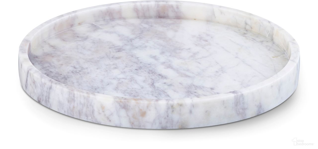 Barletta Round Marble Tray In White