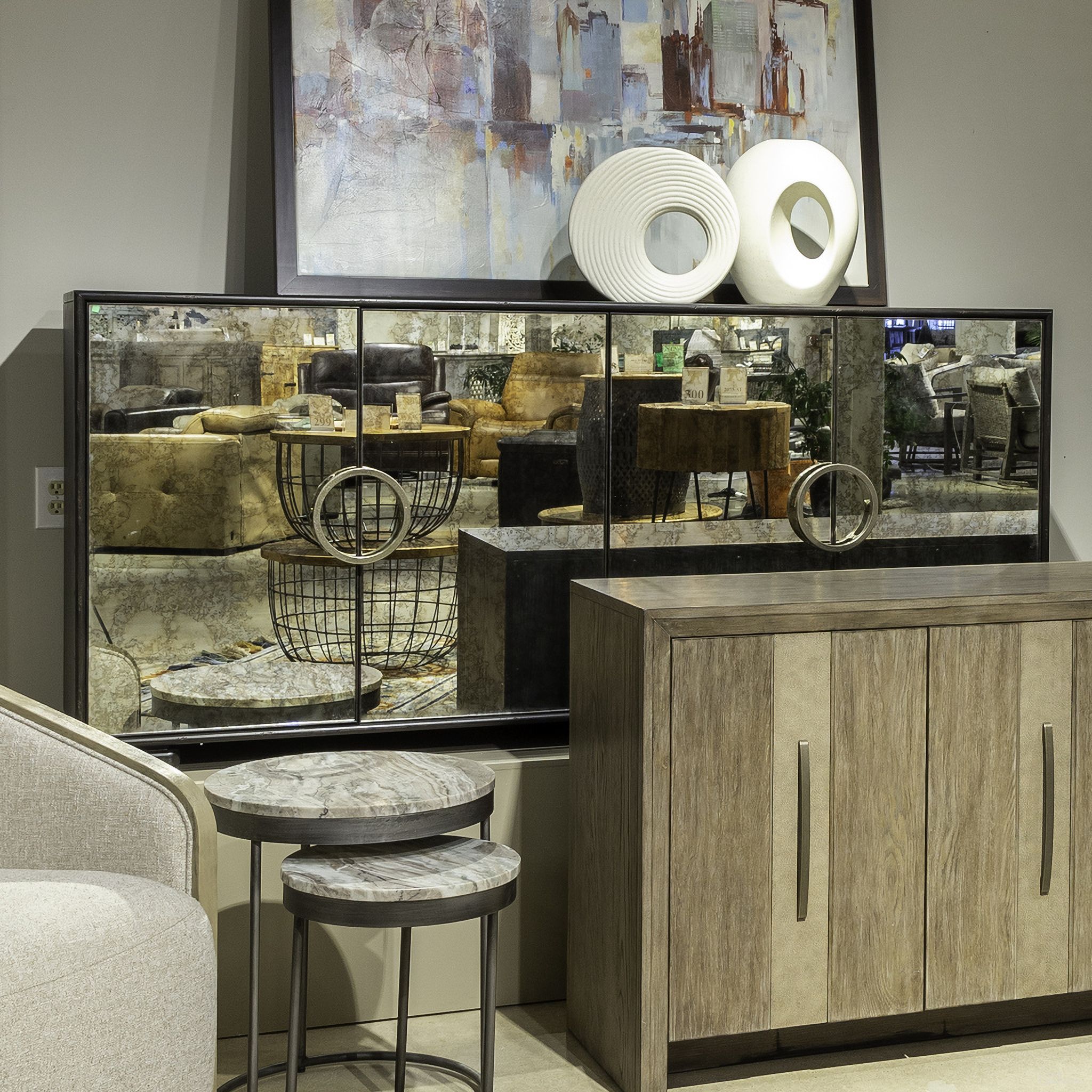 The appearance of Barlowe 4 Door Accent Cabinet In Cappuccino designed by Liberty in the bohemian interior design. This cappuccino piece of furniture  was selected by 1StopBedrooms from Barlowe Collection to add a touch of cosiness and style into your home. Sku: 2220-AC1000. Material: Solid Rubberwood.