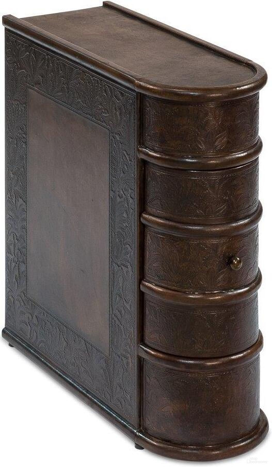 The appearance of Barnes Brown Leather Book Side Table designed by Sarreid in the traditional interior design. This brown piece of furniture  was selected by 1StopBedrooms from Barnes Collection to add a touch of cosiness and style into your home. Sku: 26181.