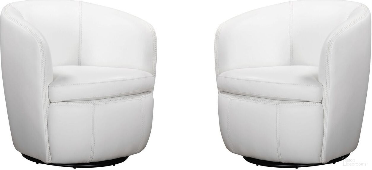 The appearance of Barolo Italian Leather Swivel Club Chair Set of 2 In Snow designed by Parker House in the transitional interior design. This snow piece of furniture was selected by 1StopBedrooms from Barolo Collection to add a touch of cosiness and style into your home. Sku: SBAR#912S-SNOW;SBAR#912S-SNOW. Material: Leather.