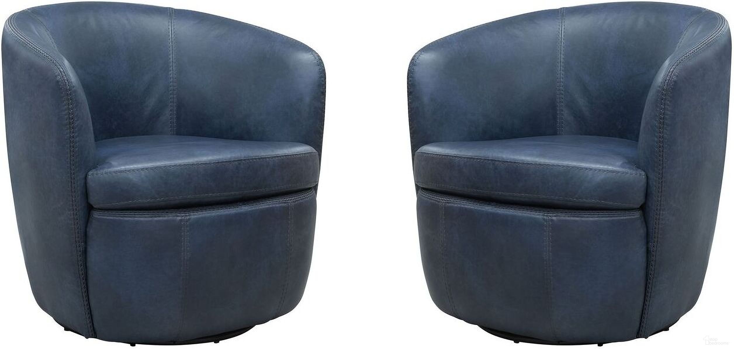 The appearance of Barolo Italian Leather Swivel Club Chair Set of 2 In Vintage Navy designed by Parker House in the transitional interior design. This vintage navy piece of furniture was selected by 1StopBedrooms from Barolo Collection to add a touch of cosiness and style into your home. Sku: SBAR#912S-VGNV;SBAR#912S-VGNV. Material: Leather.