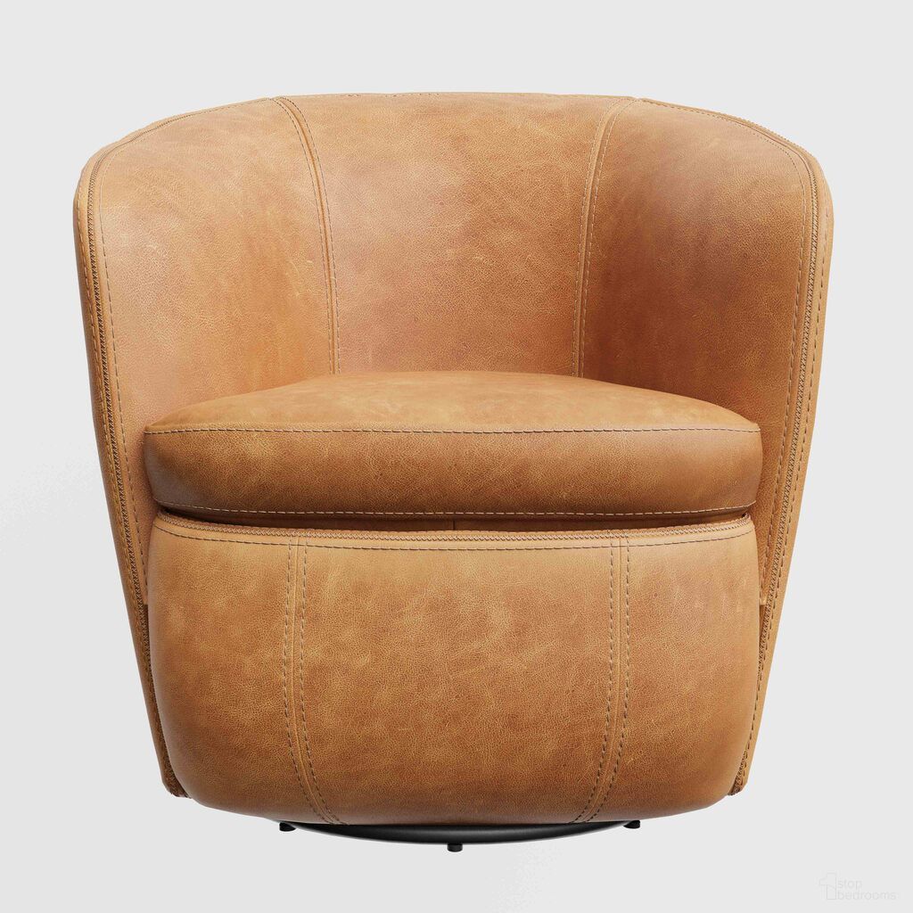 The appearance of Barolo Leather Swivel Club Chair In Vintage Caramel designed by Parker House in the transitional interior design. This vintage caramel piece of furniture  was selected by 1StopBedrooms from Barolo Collection to add a touch of cosiness and style into your home. Sku: SBAR#912S-VGCM. Material: Genuine Leather.