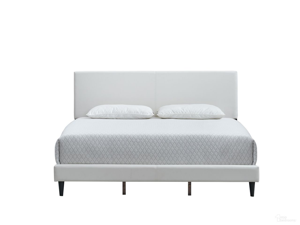 The appearance of Baron Queen Platform Bed In White designed by Glory in the modern / contemporary interior design. This white piece of furniture  was selected by 1StopBedrooms from Baron Collection to add a touch of cosiness and style into your home. Sku: G00709-QB-UP. Bed Type: Platform Bed. Material: Faux Leather. Bed Size: Queen.
