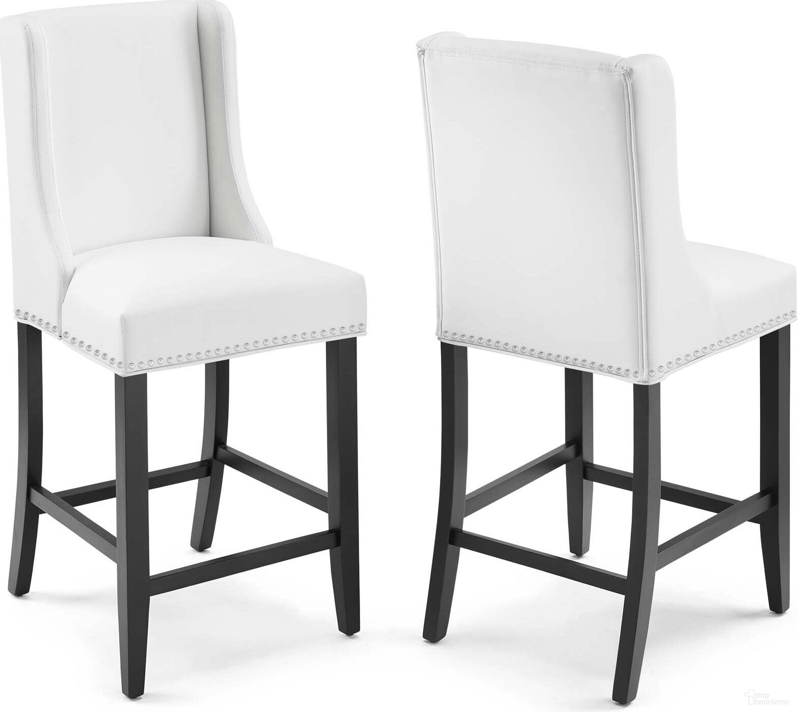 The appearance of Baron White Counter Stool Faux Leather Set of 2 designed by Modway in the modern / contemporary interior design. This white piece of furniture  was selected by 1StopBedrooms from Baron Collection to add a touch of cosiness and style into your home. Sku: EEI-3736-WHI;EEI-3736-WHI. Material: Wood.