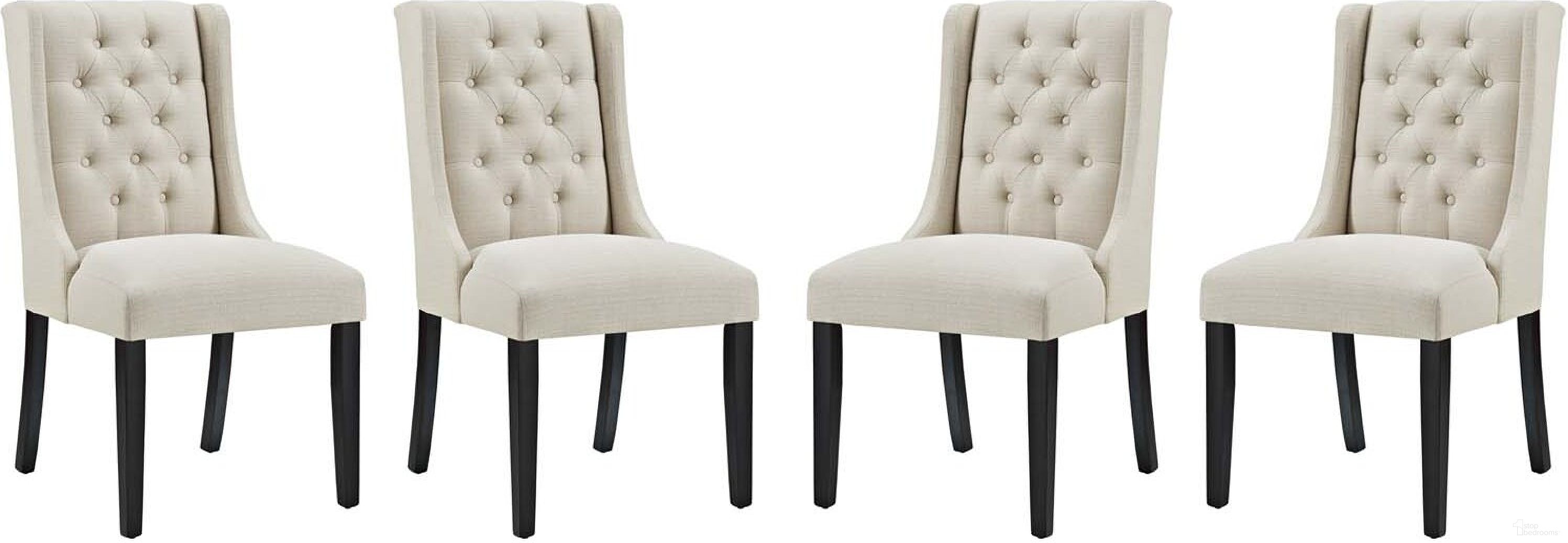 The appearance of Baronet Beige Dining Chair Fabric Set of 4 designed by Modway in the modern / contemporary interior design. This beige piece of furniture  was selected by 1StopBedrooms from Baronet Collection to add a touch of cosiness and style into your home. Sku: EEI-2235-BEI;EEI-2235-BEI;EEI-2235-BEI;EEI-2235-BEI. Material: Plywood. Chair Type: Side Chair.