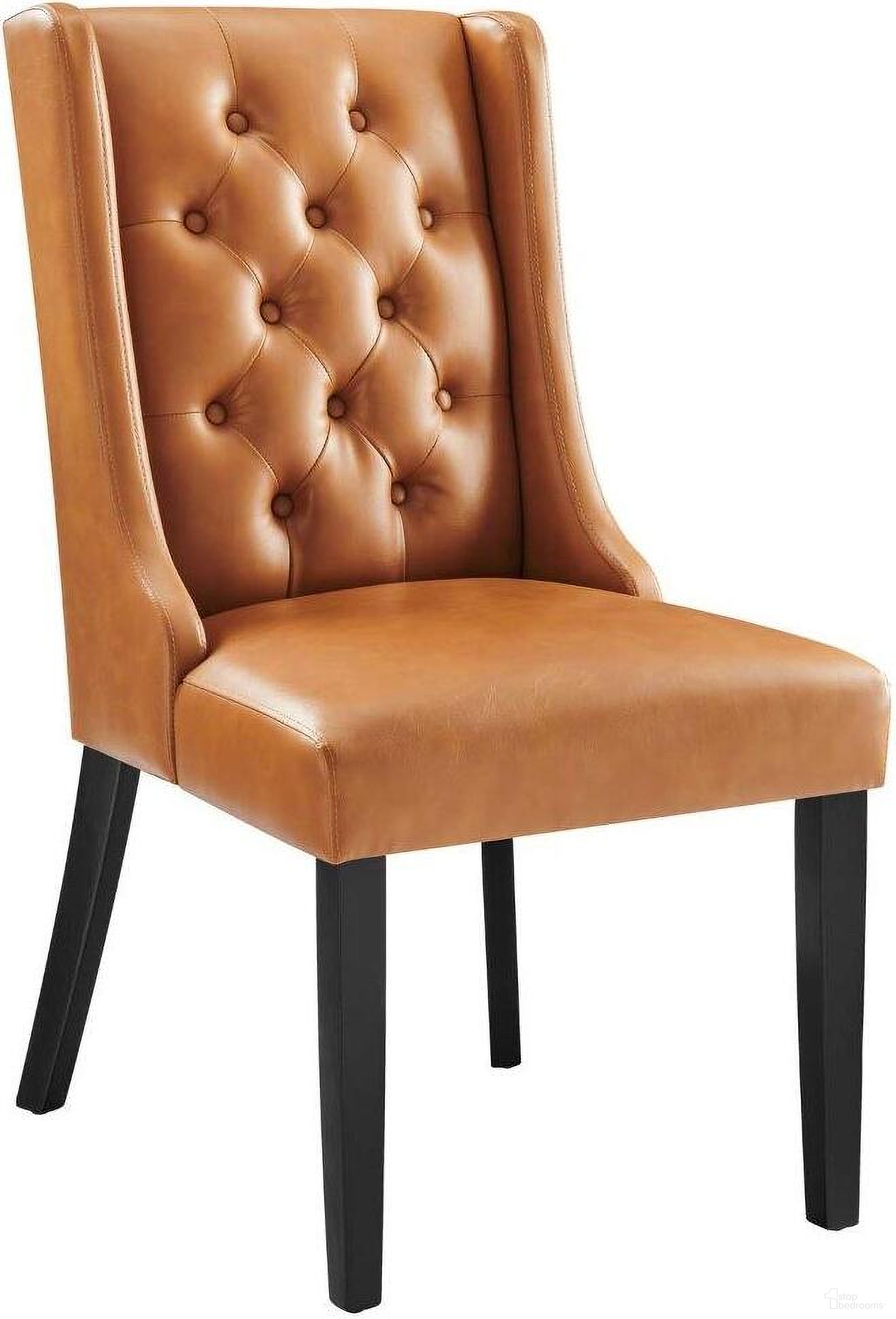 Baronet Tan Button Tufted Vegan Leather Dining Chair