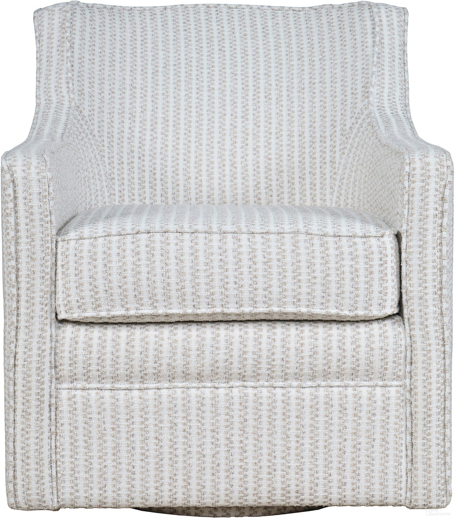The appearance of Barrett Crux Textured Upholstery Swivel Accent Armchair In Off White designed by Jofran in the transitional interior design. This off white piece of furniture  was selected by 1StopBedrooms from Barrett Collection to add a touch of cosiness and style into your home. Sku: BARRETT-SW-MLT. Material: Upholstery.