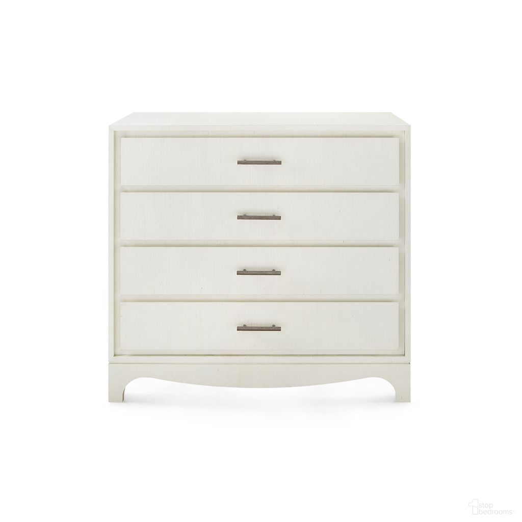 The appearance of Barrett Large 4-Drawer Chest In Sand White designed by Villa & House in the modern / contemporary interior design. This sand white piece of furniture was selected by 1StopBedrooms from Barrett Collection to add a touch of cosiness and style into your home. Sku: BAR-225-469-894. Material: Wood.