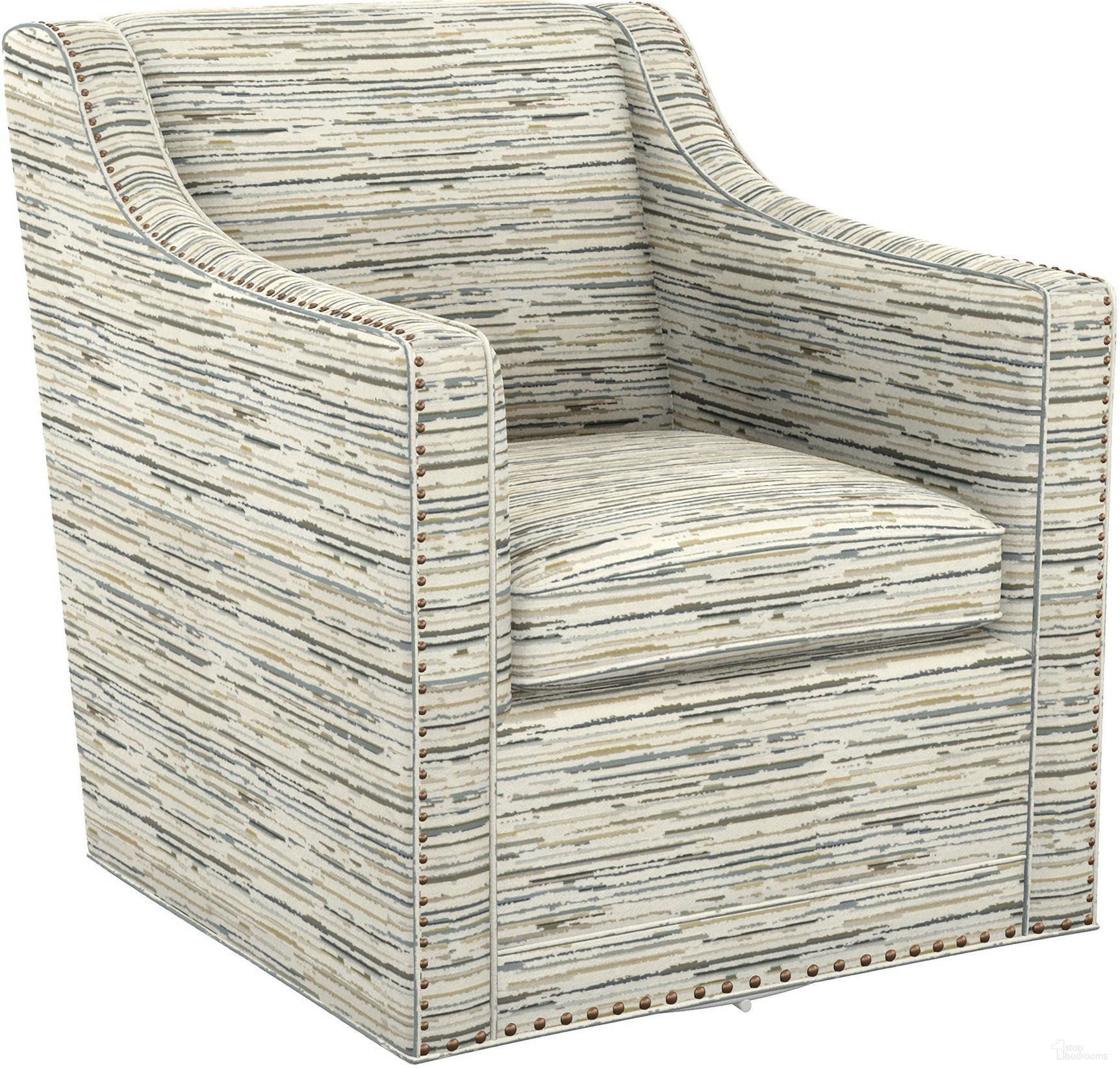 The appearance of Featured Upholstery Barrier Swivel Chair In Cream designed by Lexington in the transitional interior design. This cream piece of furniture was selected by 1StopBedrooms from Featured Upholstery Collection to add a touch of cosiness and style into your home. Sku: 7620-11SW-72. Material: Fabric.