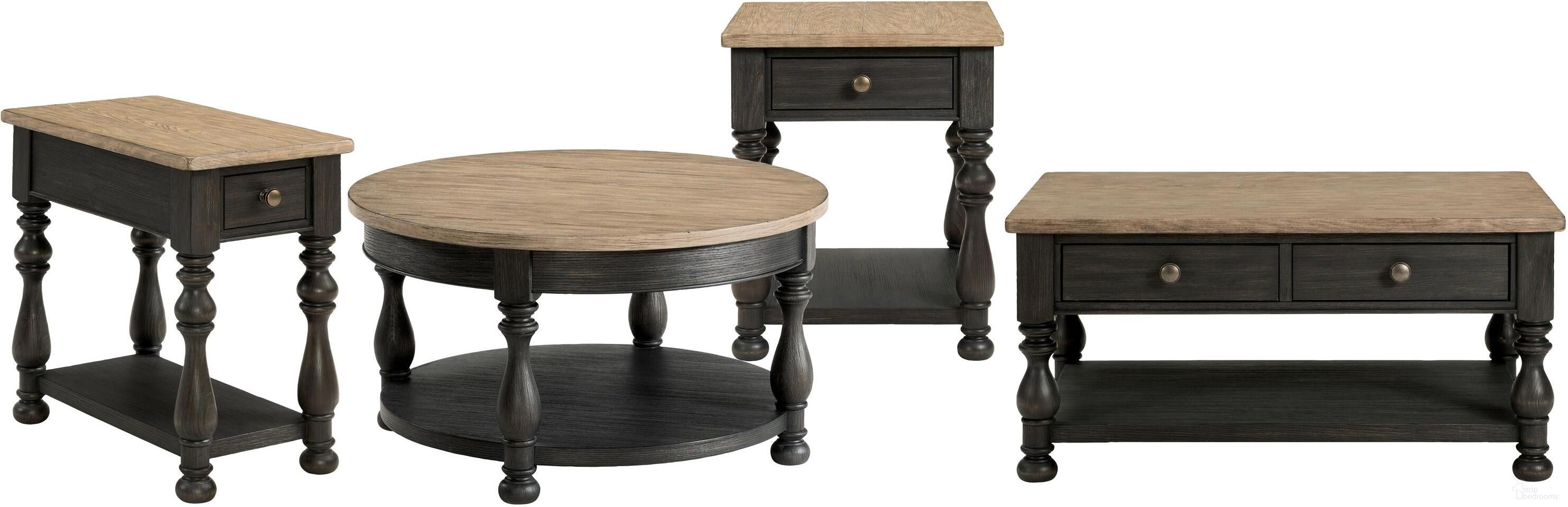 The appearance of Barrington Two Tone Antique Oak And Matte Black Rectangle Cocktail Table designed by Riverside Furniture in the transitional interior design. This black and brown piece of furniture  was selected by 1StopBedrooms from Barrington Two Tone Collection to add a touch of cosiness and style into your home. Sku: 32302. Material: Wood.
