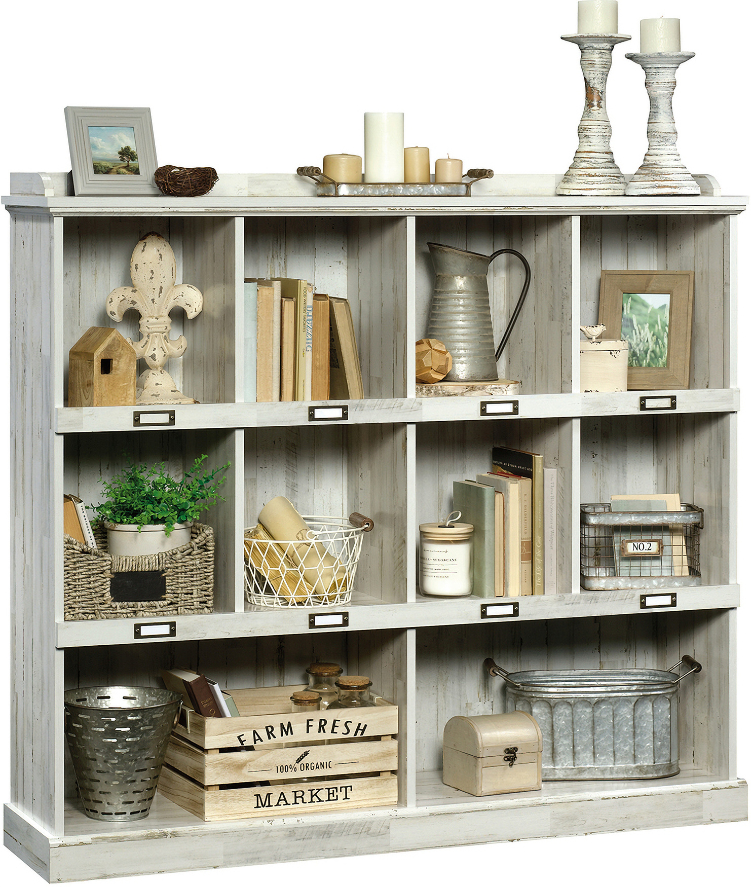 Barrister Lane Bookcase In White Plank by Sauder 1StopBedrooms