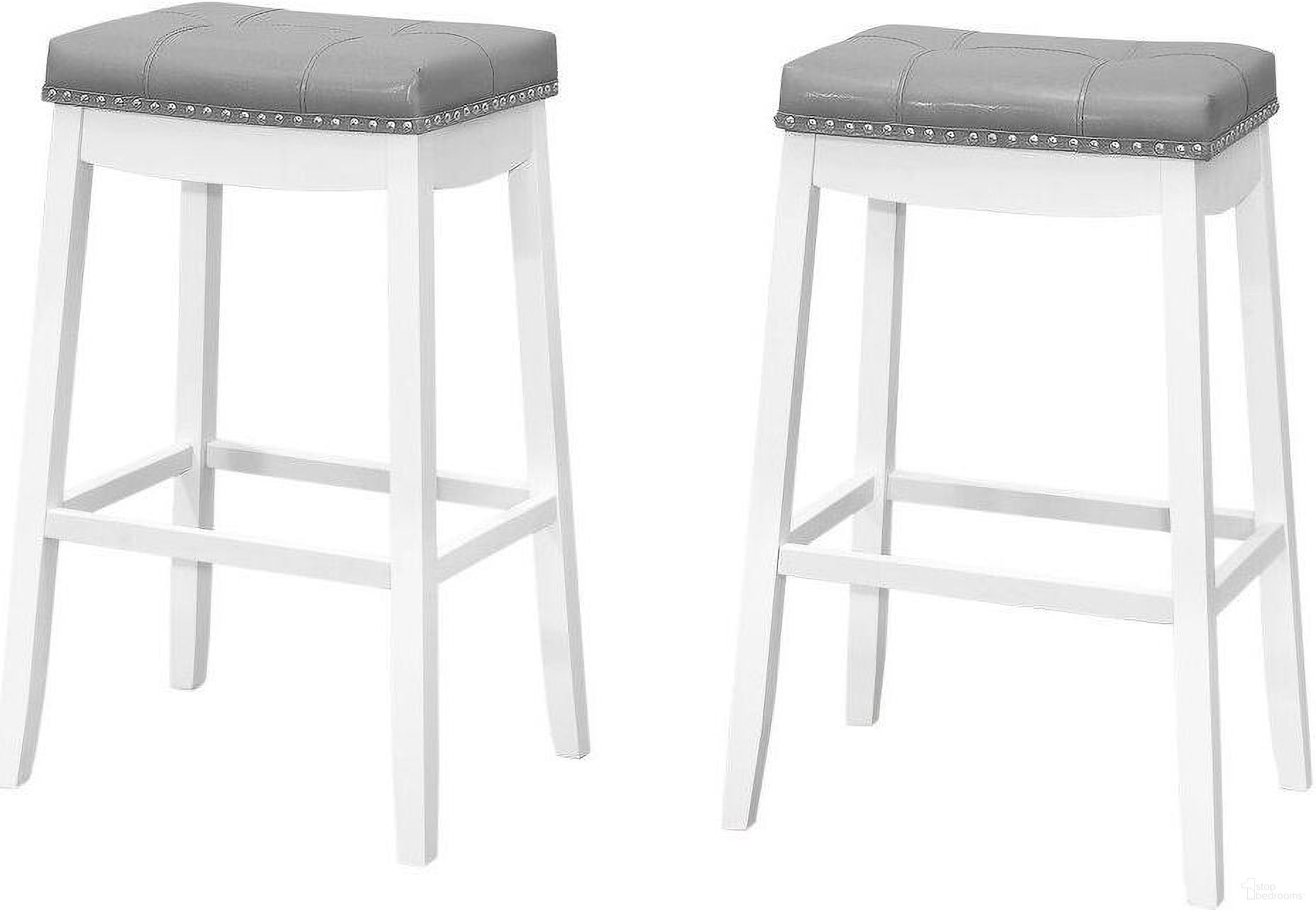 Barstool Set Of 2 In Grey Leather Look I 1262