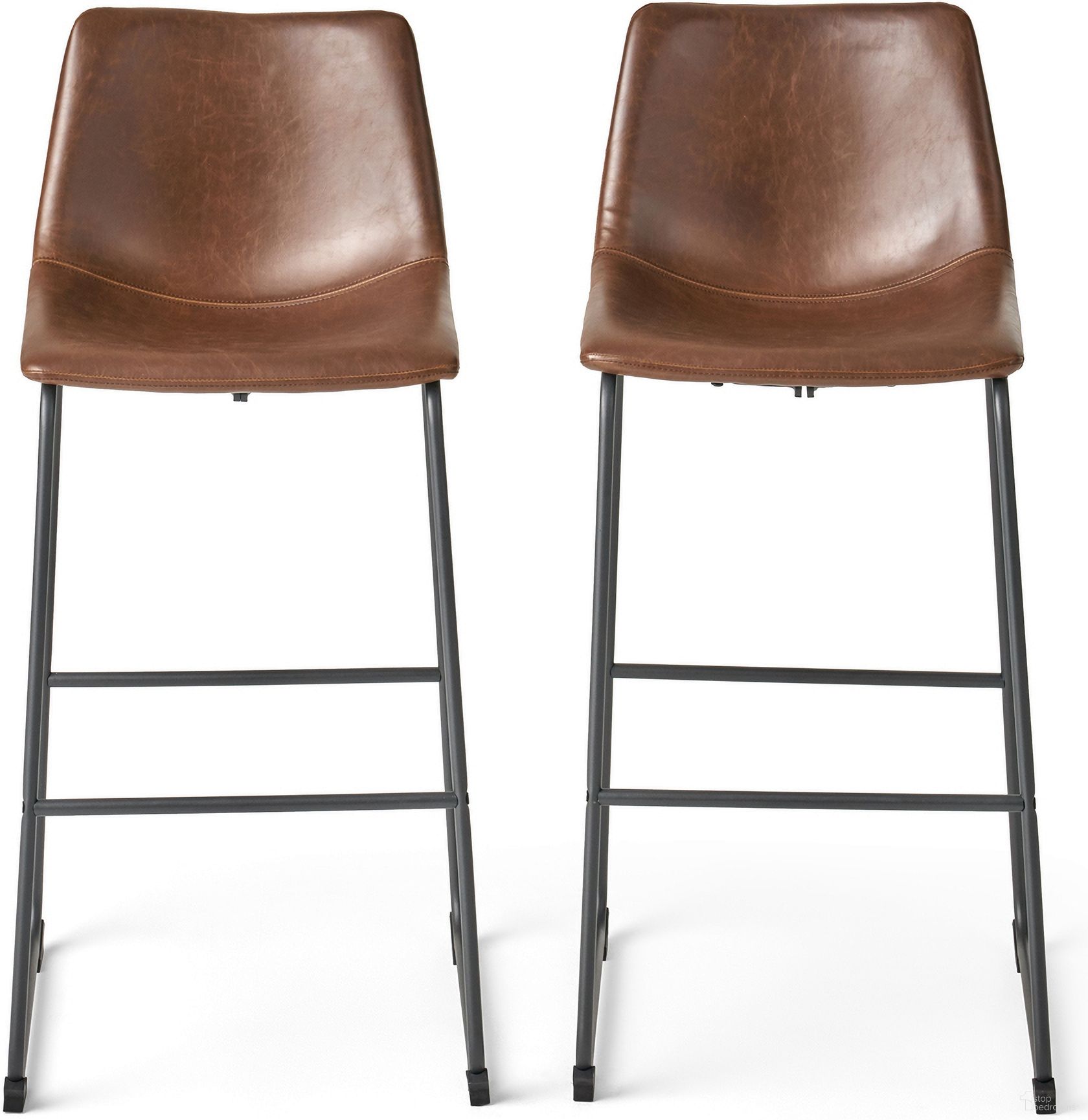 The appearance of Barstool with Faux Leather Upholstery and Foot Rail In Vintage Brown designed by Noble House in the traditional interior design. This vintage brown piece of furniture was selected by 1StopBedrooms from to add a touch of cosiness and style into your home. Sku: 57583.00. Material: Faux Leather.