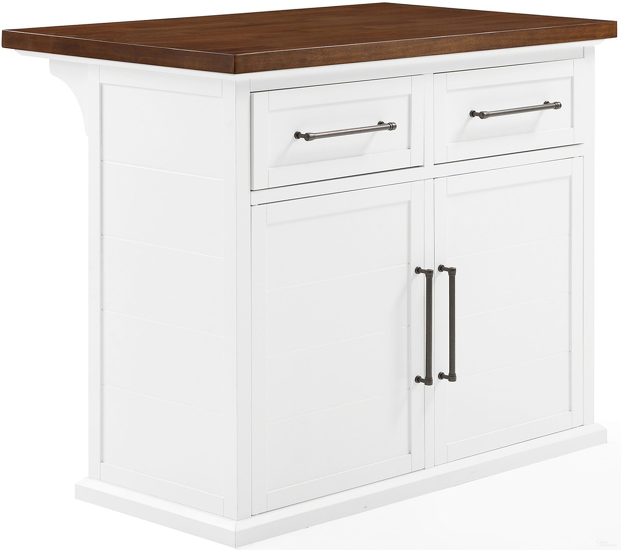 Bartlett Wood Top Kitchen Island In Walnut and White