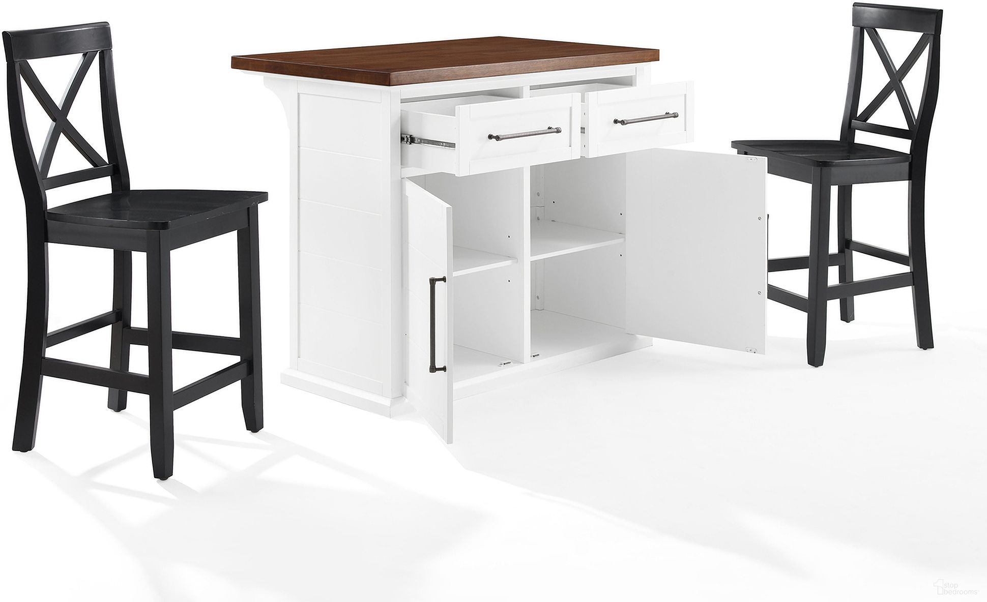 Crosley Bartlett Kitchen Island with Stools