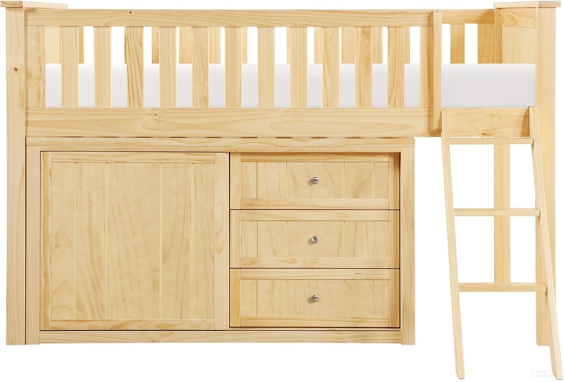 The appearance of Bartly Twin Low Loft Bunk with Dresser In Natural and Pine designed by Homelegance in the transitional interior design. This natural/pine piece of furniture was selected by 1StopBedrooms from Bartly Collection to add a touch of cosiness and style into your home. Sku: B2043LL-1;B2043LL-2;B2043LL-3;B2043LL-DR. Bed Type: Bunk Bed. Bed Size: Twin. Material: Solid Wood.