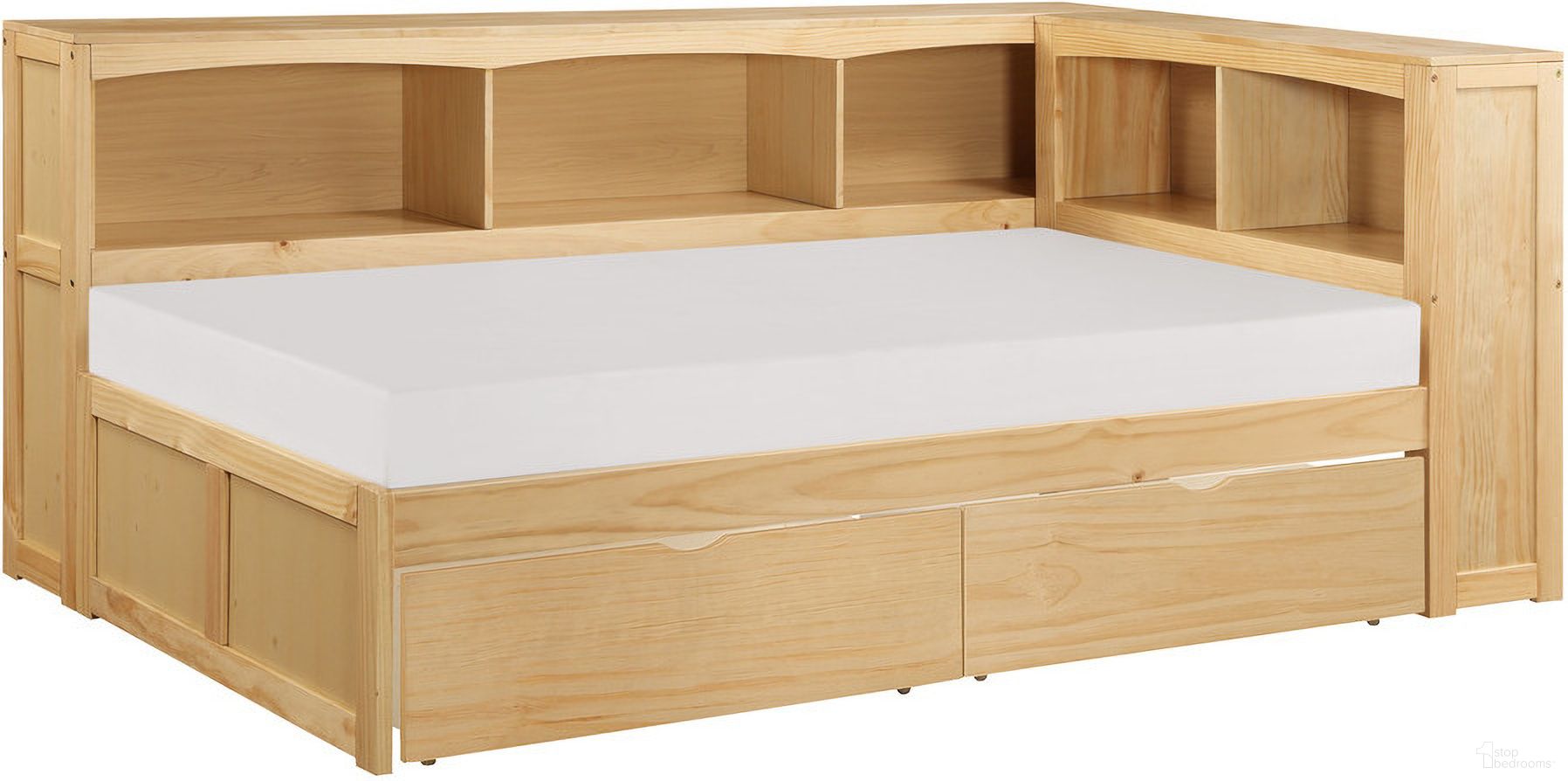 The appearance of Bartly Twin Bookcase Corner Bed with Storage Boxes In Natural designed by Homelegance in the transitional interior design. This natural piece of furniture was selected by 1StopBedrooms from Bartly Collection to add a touch of cosiness and style into your home. Sku: B2043BC-1;B2043BC-2;B2043BC-BC;B2043-T. Bed Type: Bookcase Bed. Material: Wood. Bed Size: Twin.