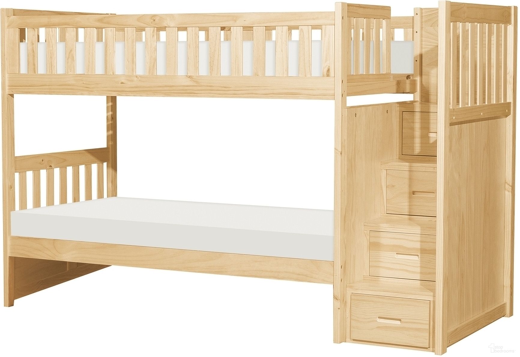 The appearance of Bartly Pine Twin Over Twin Bunk Bed with Storage designed by Homelegance in the transitional interior design. This brown piece of furniture  was selected by 1StopBedrooms from Bartly Collection to add a touch of cosiness and style into your home. Sku: B2043SB-1;B2043SB-2;B2043SB-SL;B2043SB-3. Bed Type: Bunk Bed. Material: Wood. Bed Size: Twin Over Twin.