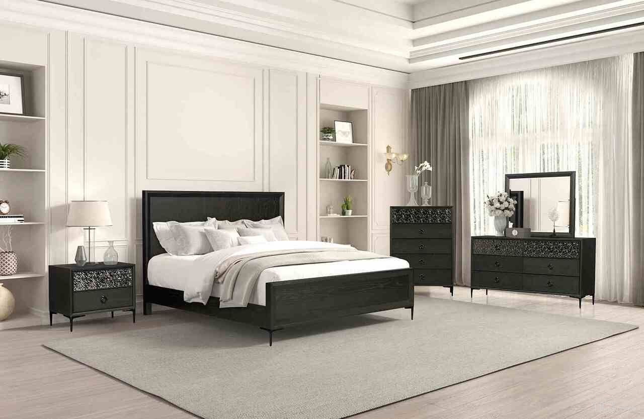 The appearance of Bashford Bedroom Set In Espresso designed by Furniture of America in the modern / contemporary interior design. This espresso piece of furniture was selected by 1StopBedrooms from Bashford Collection to add a touch of cosiness and style into your home. Sku: FM79008ES-Q-FB;FM79008ES-Q-HB;FM79008ES-R;FM79008ES-N. Material: Metal. Bed Size: King.