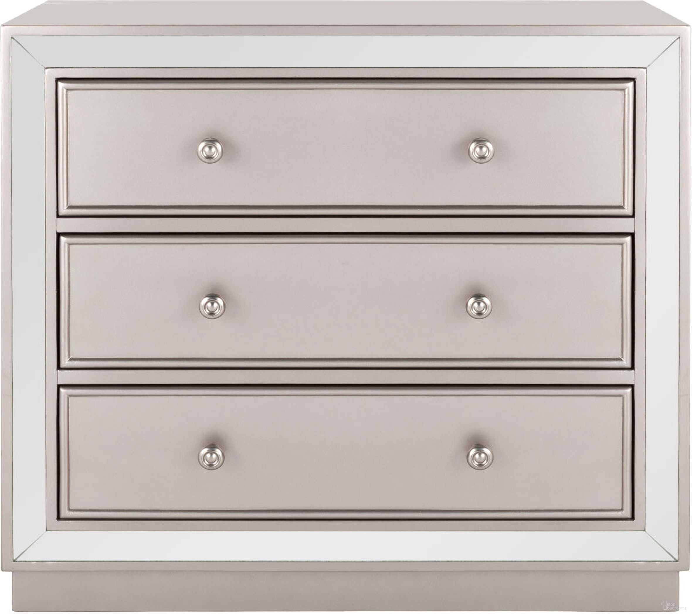The appearance of Basie 3 Drawer Chest designed by Safavieh in the modern / contemporary interior design. This champagne piece of furniture  was selected by 1StopBedrooms from Basie Collection to add a touch of cosiness and style into your home. Sku: CHS6414A. Material: Wood.